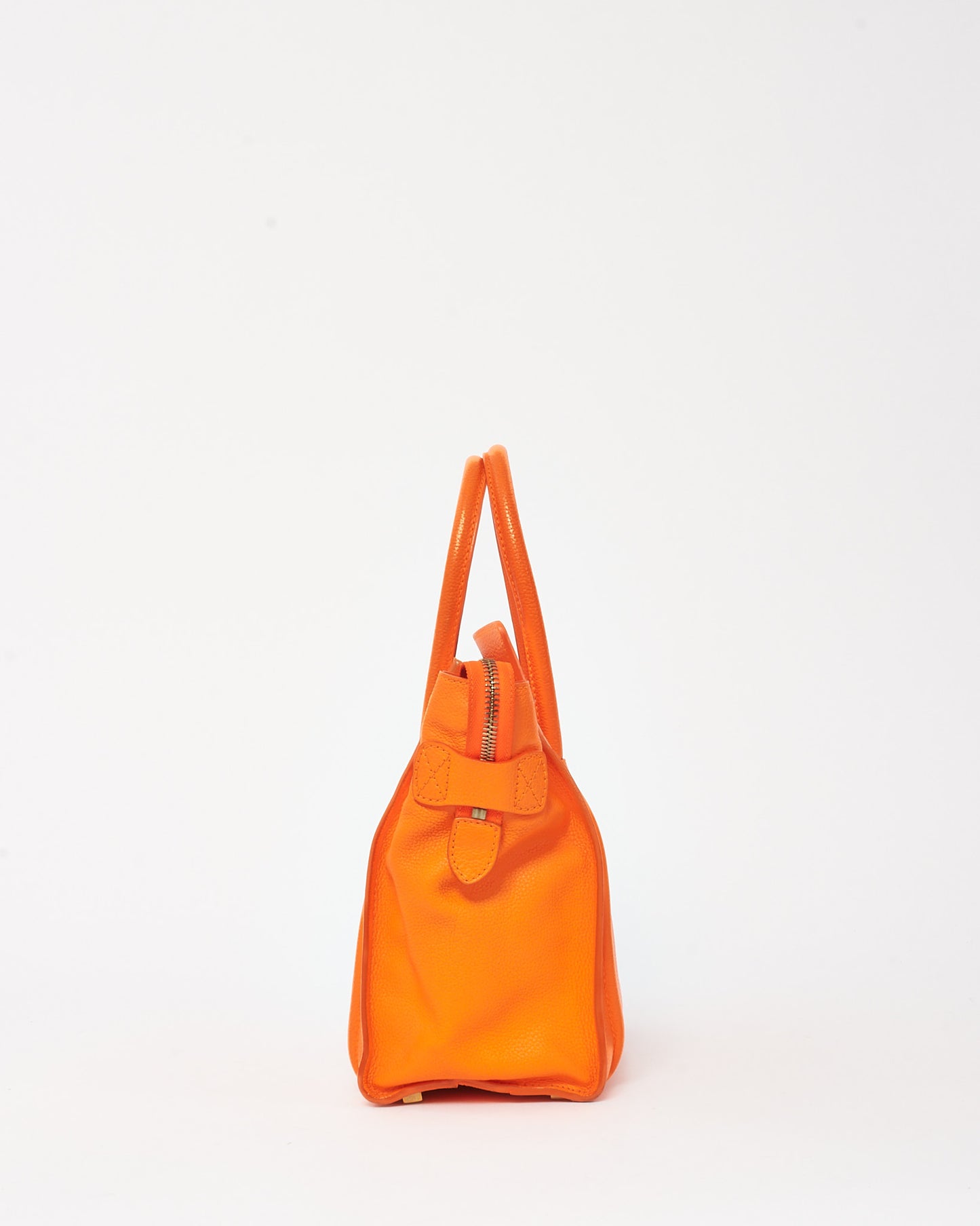 Celine Orange Grained Leather Mini Luggage Tote Bag
