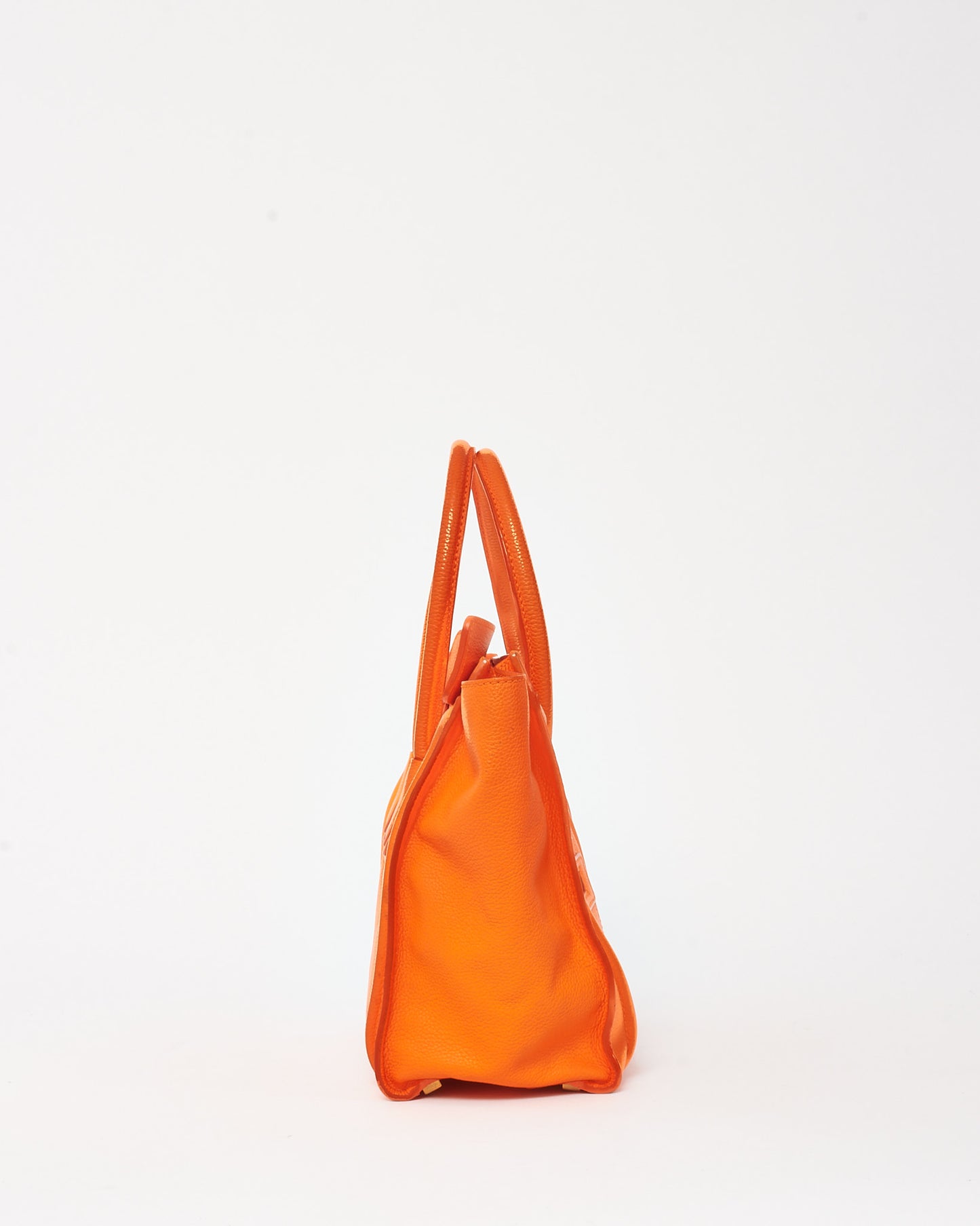 Celine Orange Grained Leather Mini Luggage Tote Bag