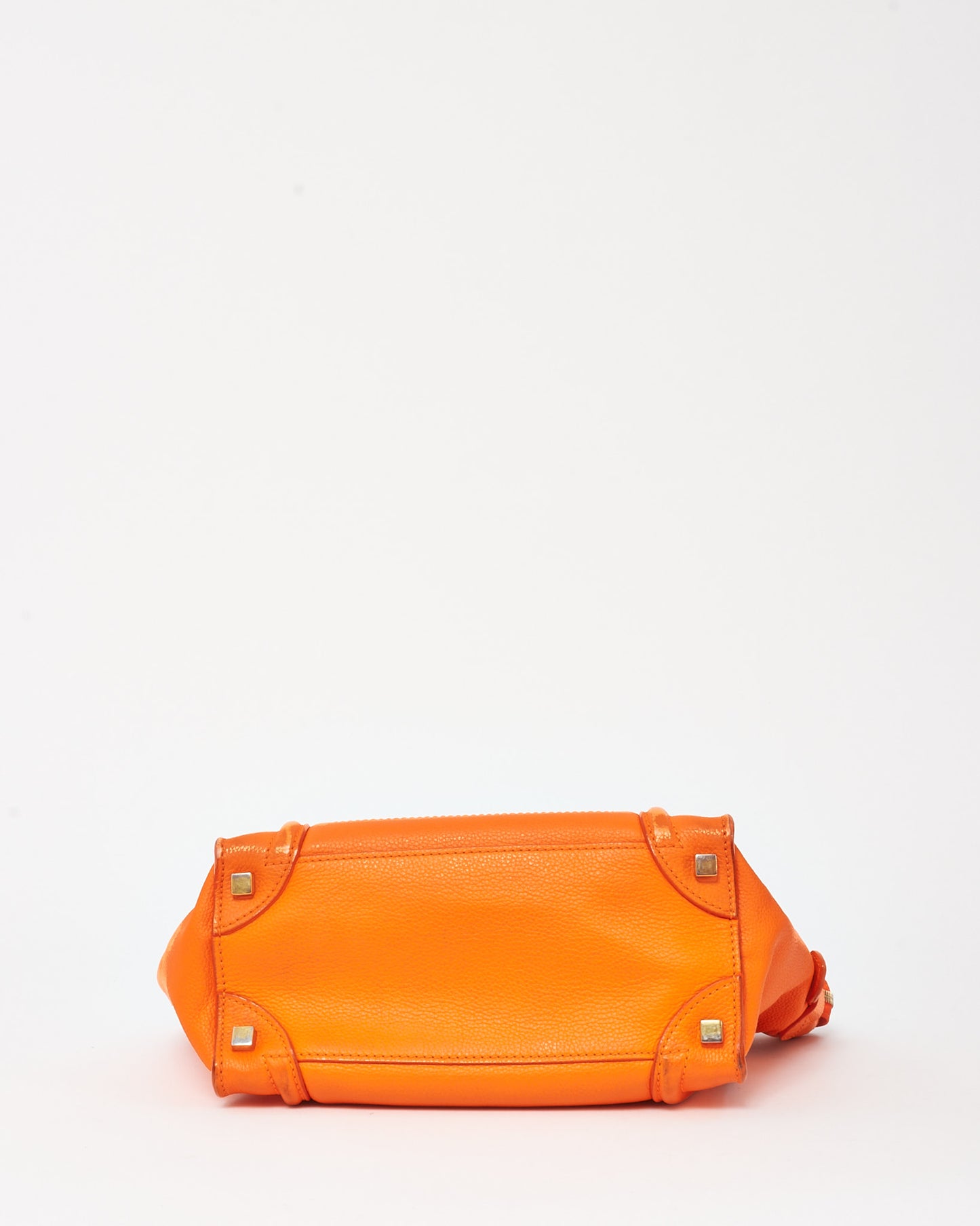Celine Orange Grained Leather Mini Luggage Tote Bag