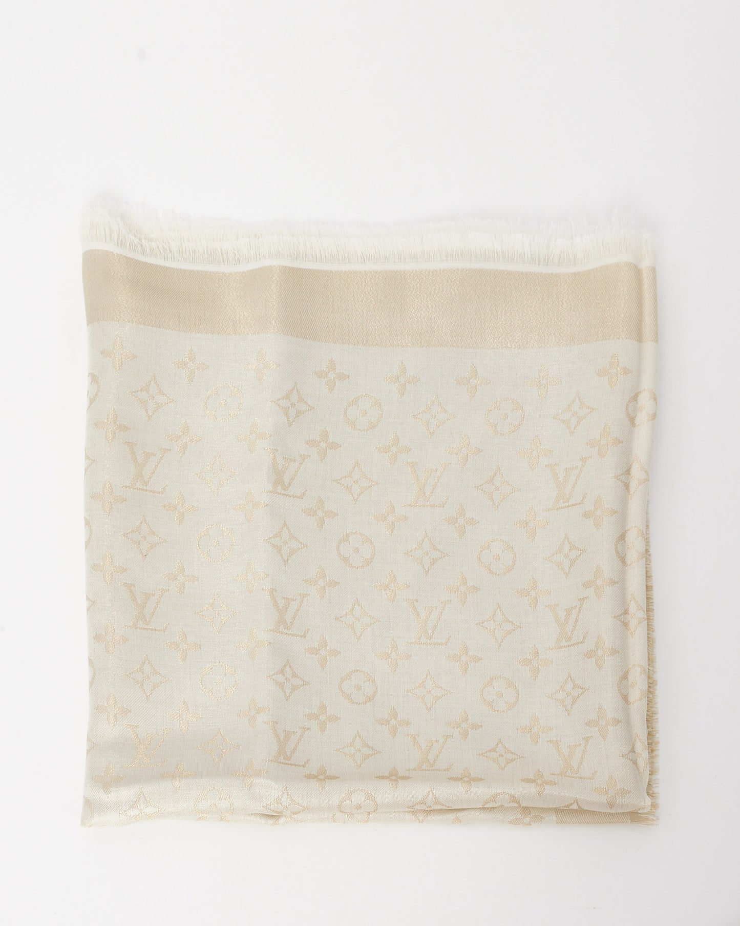 Louis Vuitton White Monogram Shine Shawl Scarf