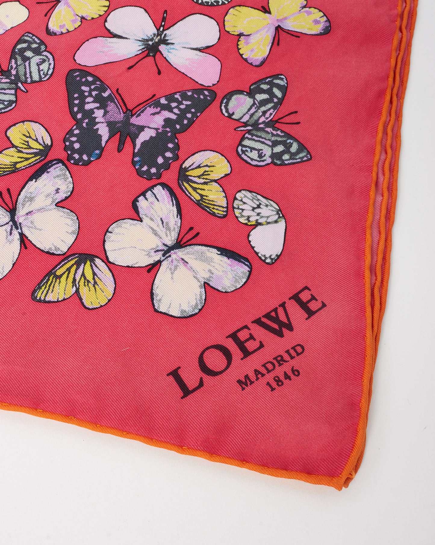 Loewe Pink Multi Butterfly Print Silk Scarf