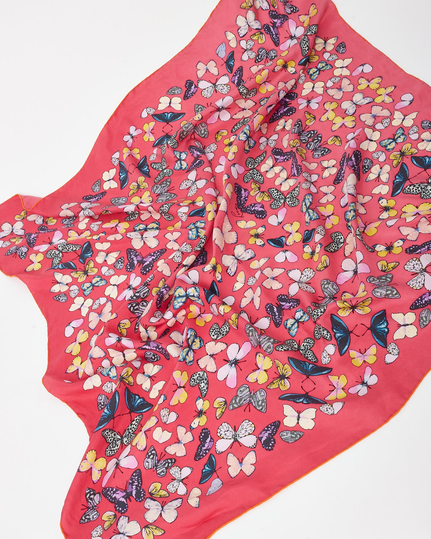 Loewe Pink Multi Butterfly Print Silk Scarf