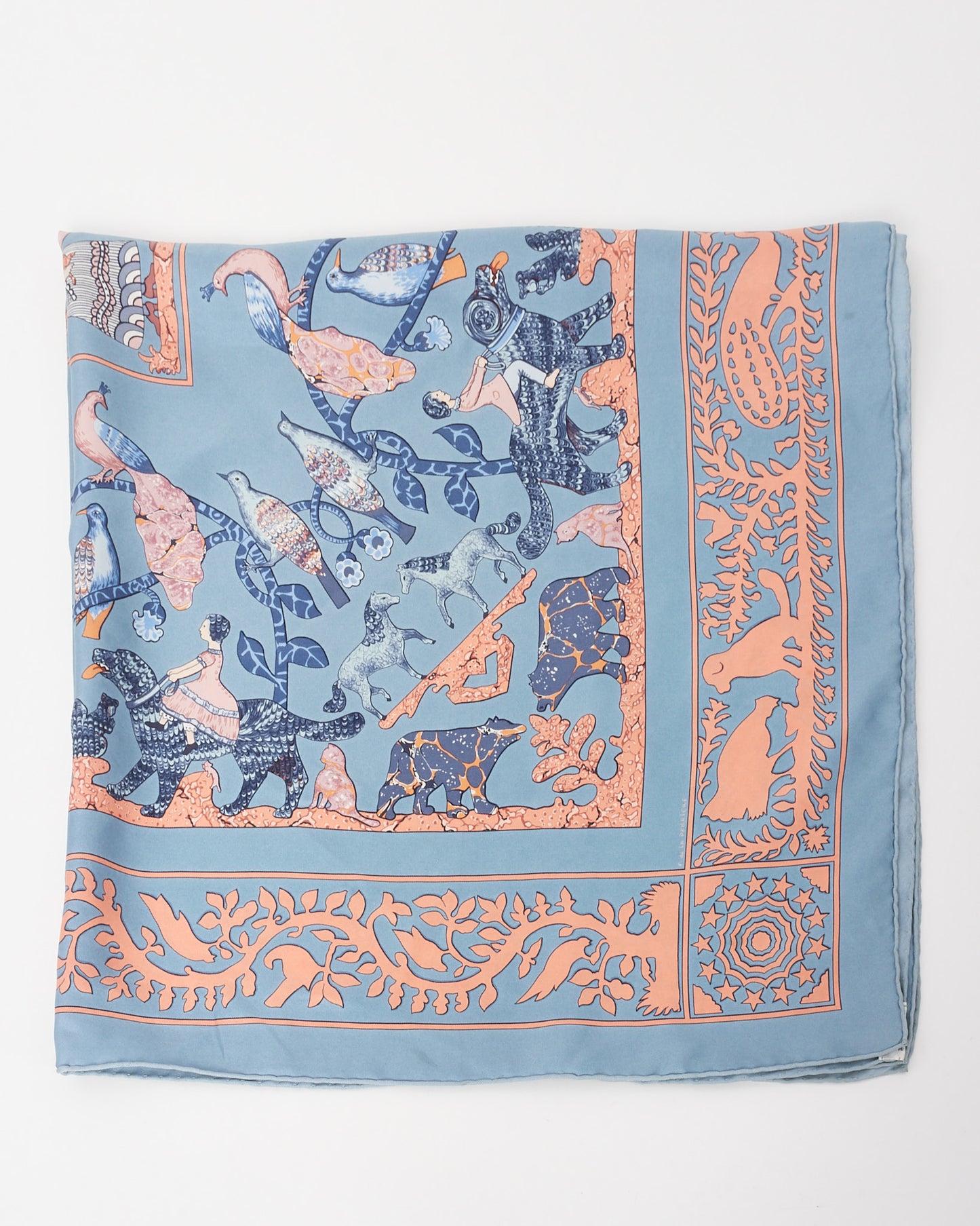 Hermès Blue/Orange/Multi Lady Washington Early America Silk Scarf