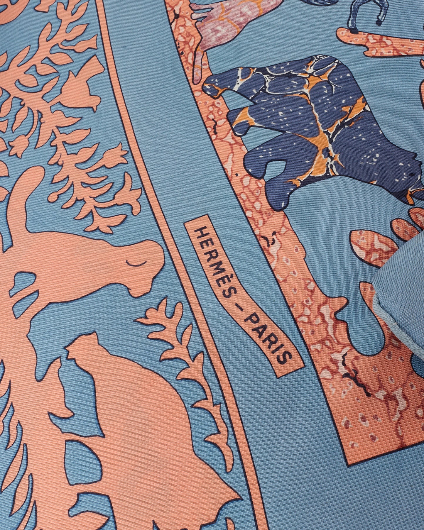 Hermès Blue/Orange/Multi Lady Washington Early America Silk Scarf