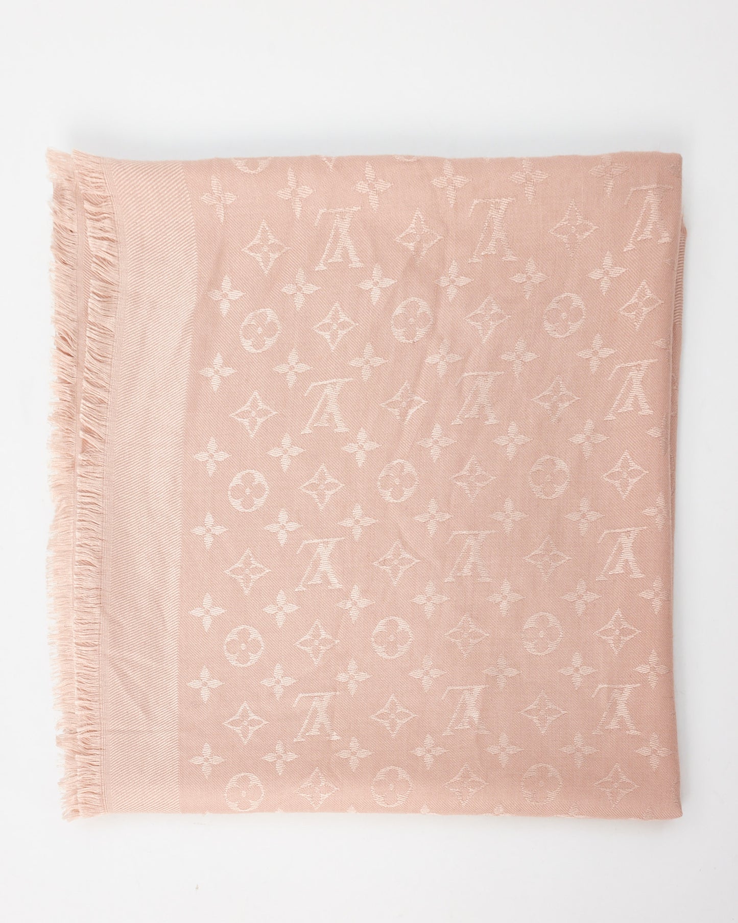 Louis Vuitton Light Pink Monogram Silk/Wool Blend Shawl Scarf