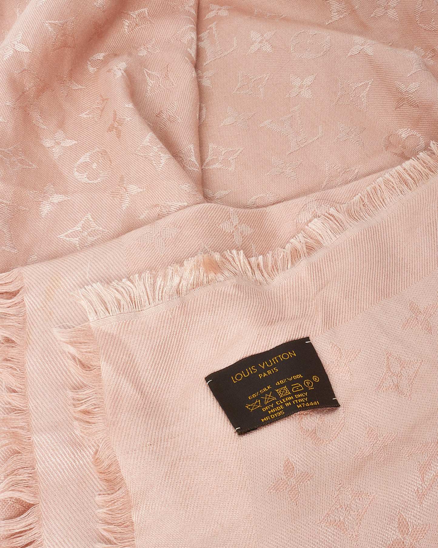 Louis Vuitton Light Pink Monogram Silk/Wool Blend Shawl Scarf