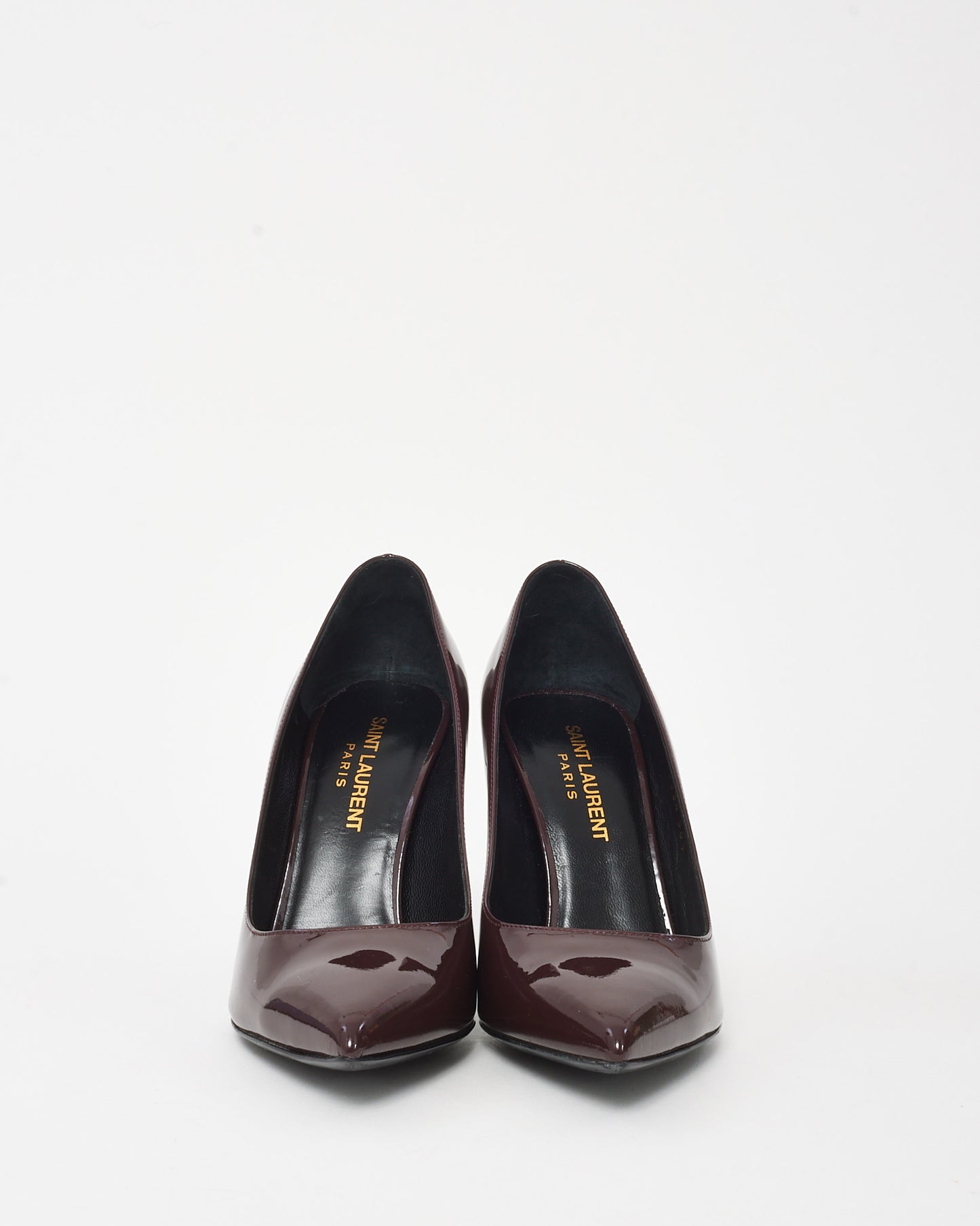 Saint Laurent Burgundy Patent Leather Pointed Toe Pumps - 36.5