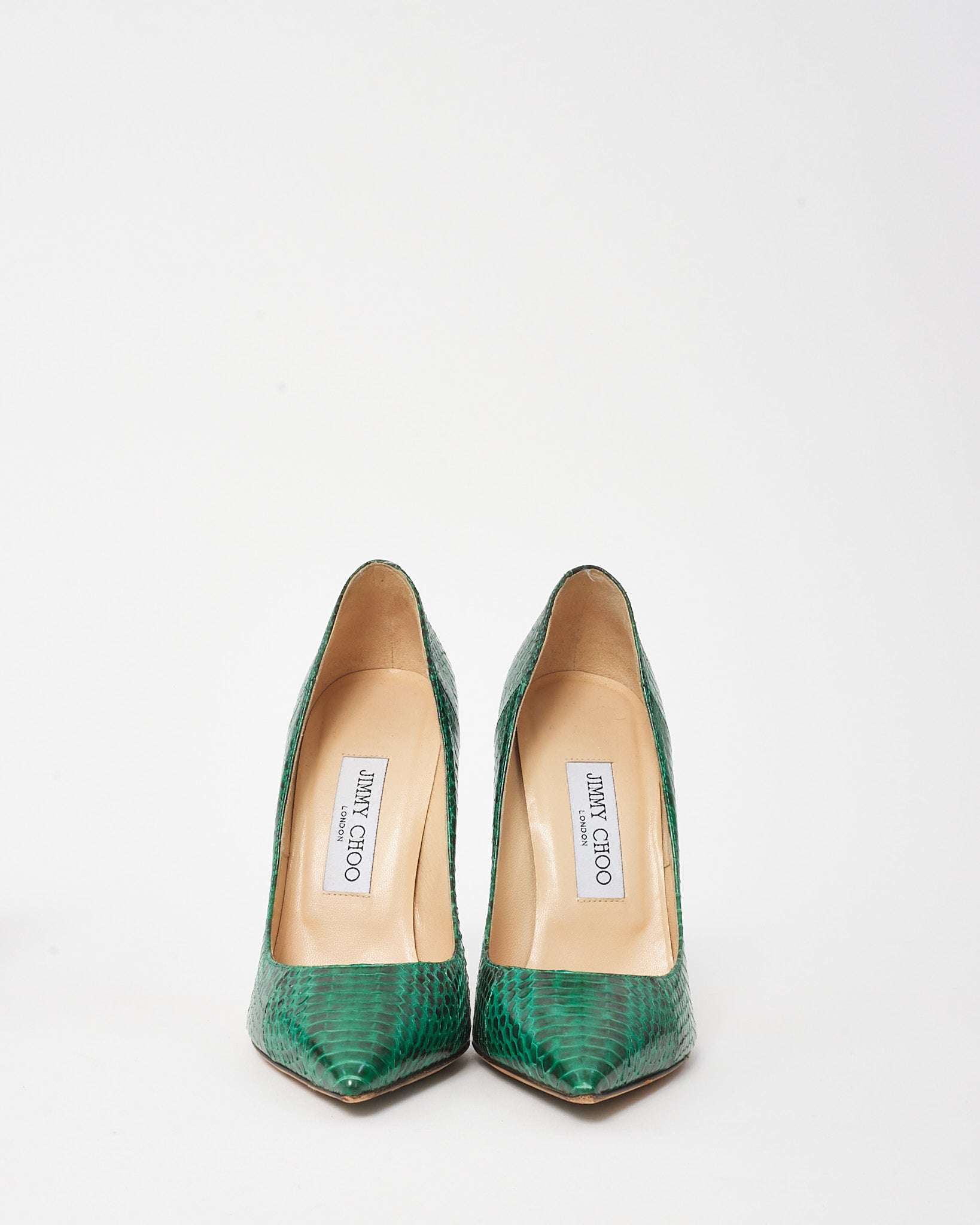 Buy Jimmy Choo Green Python Effect Leather Anouk Pointed Toe Pumps