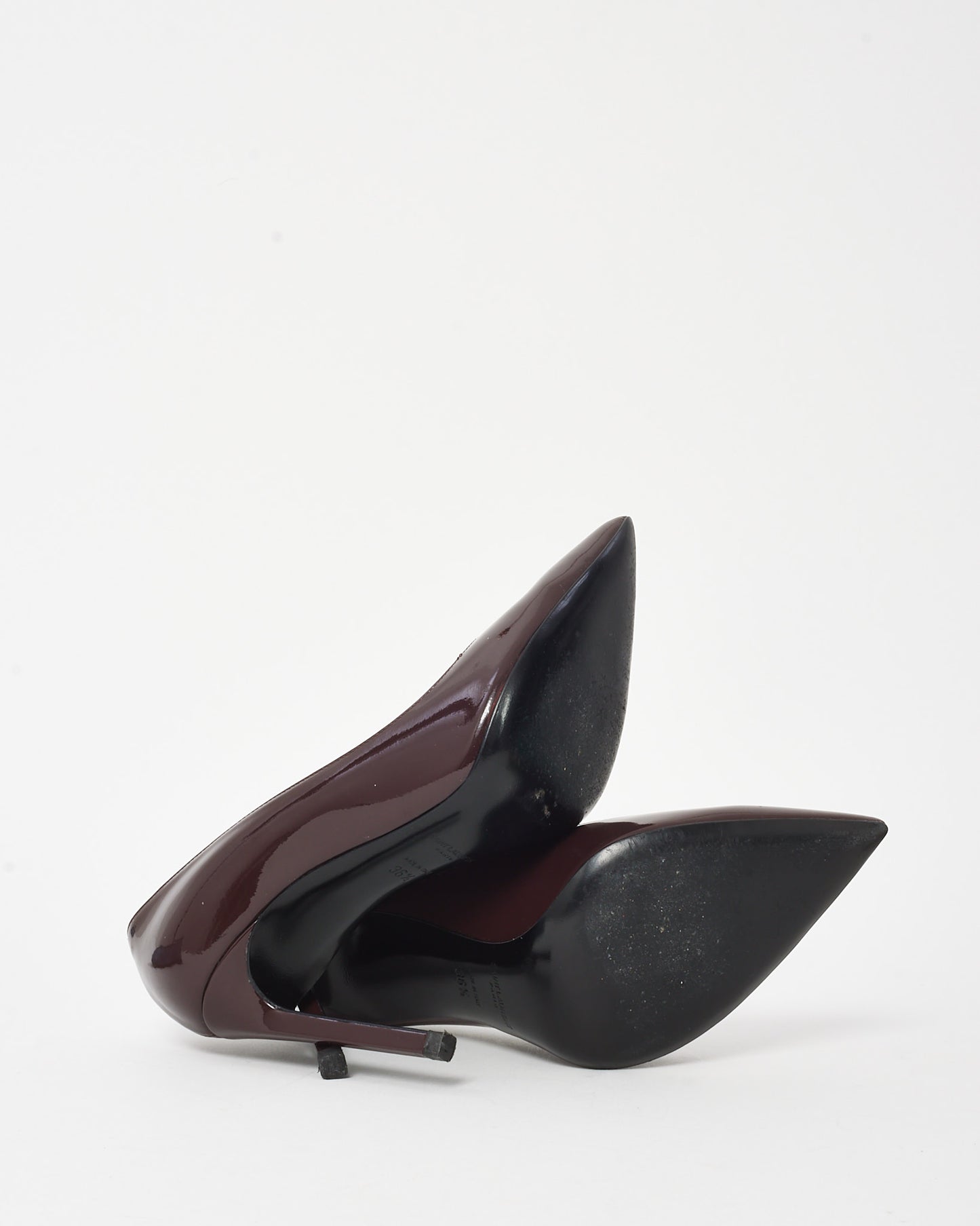 Saint Laurent Burgundy Patent Leather Pointed Toe Pumps - 36.5