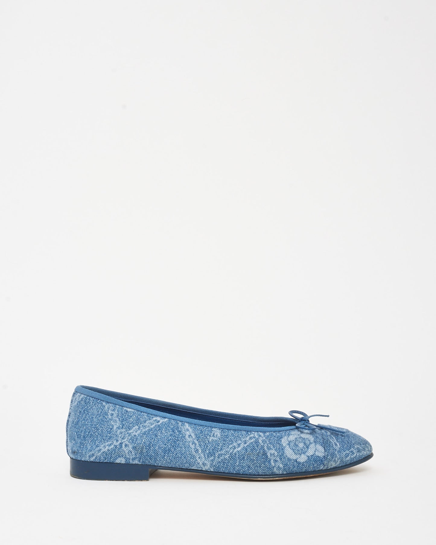 Chanel Blue Denim Cambon Chain CC Logo Ballet Flats - 38.5