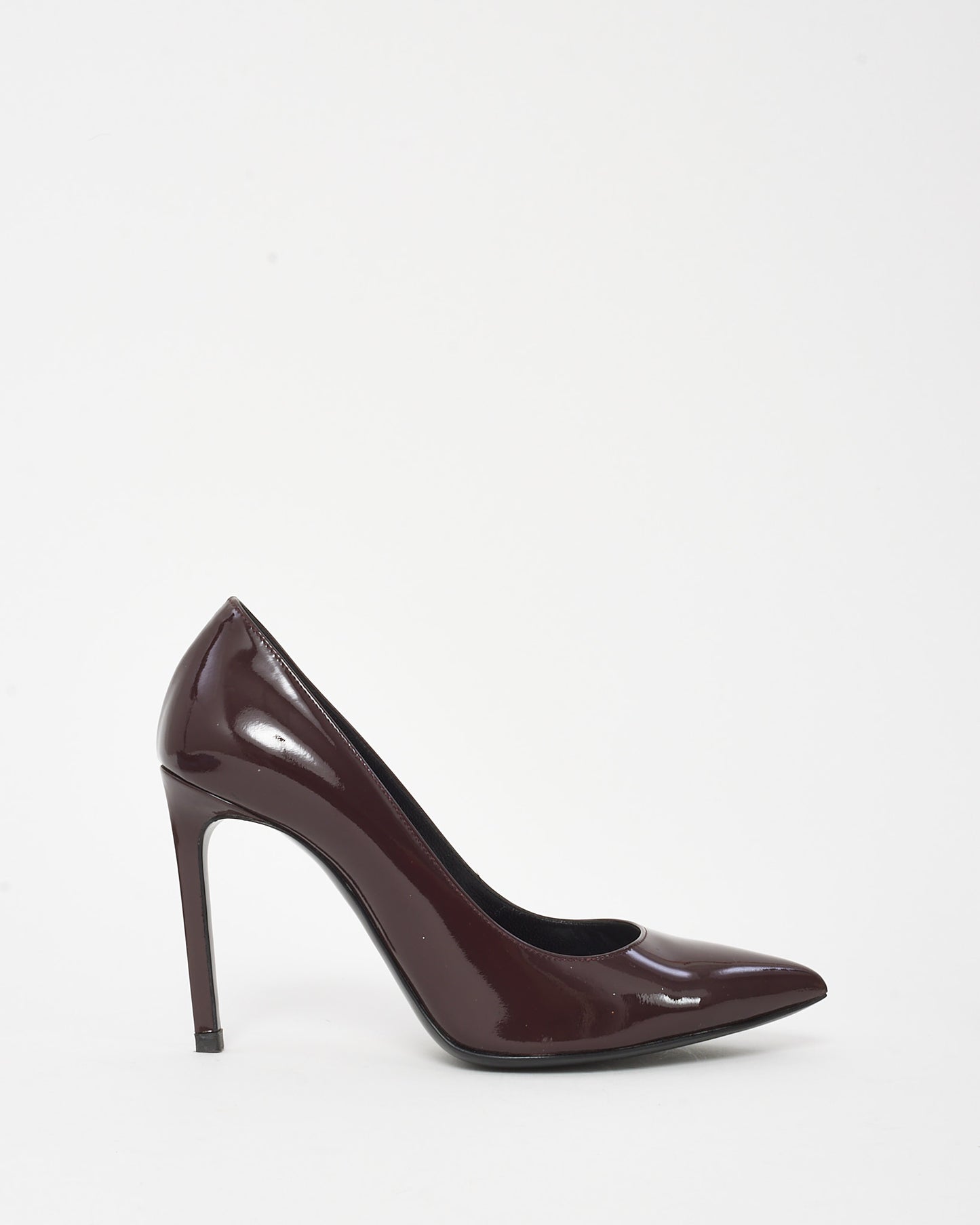 Saint Laurent Burgundy Patent Leather Pointed Toe Pumps - 36.5