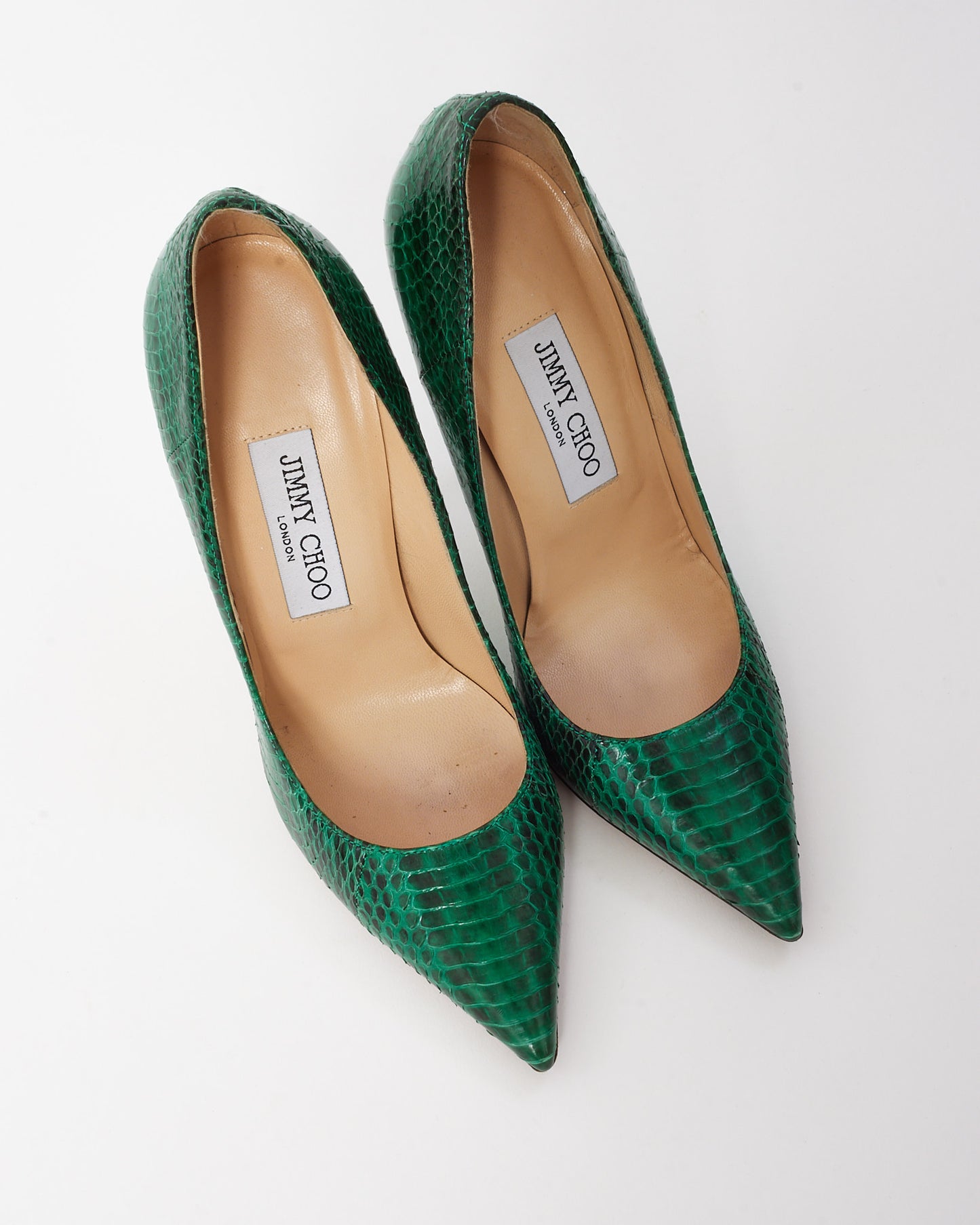 Jimmy Choo Green Python Effect Leather Anouk Pointed Toe Pumps - 37