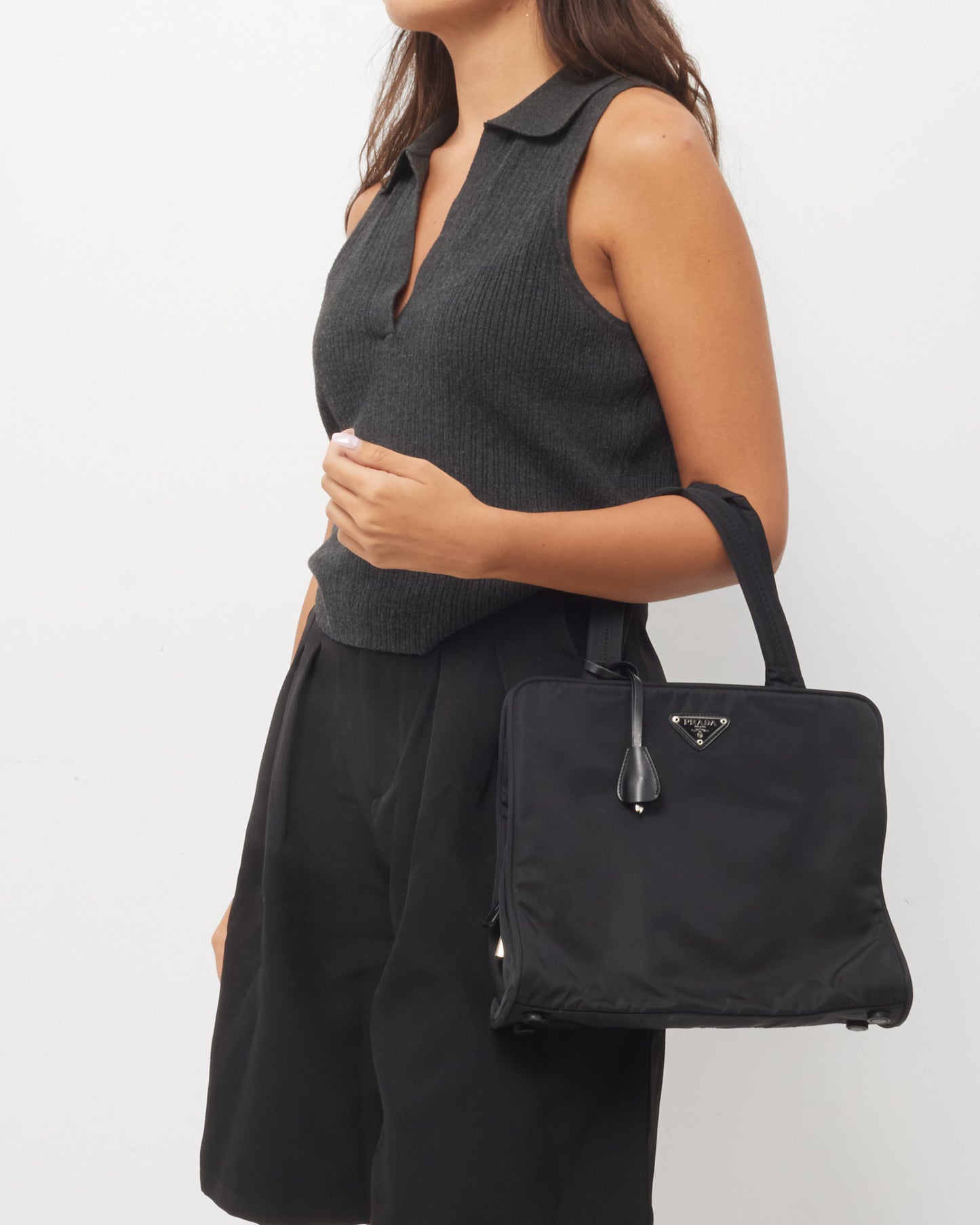 Prada Black Nylon Tessuto Compartment Tote B8497