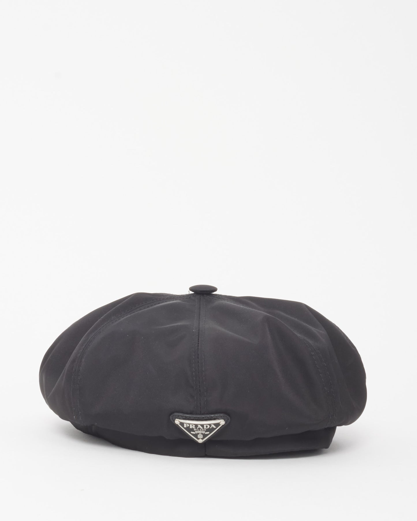 Prada Black Re-Nylon Newsboy Cap Hat - S