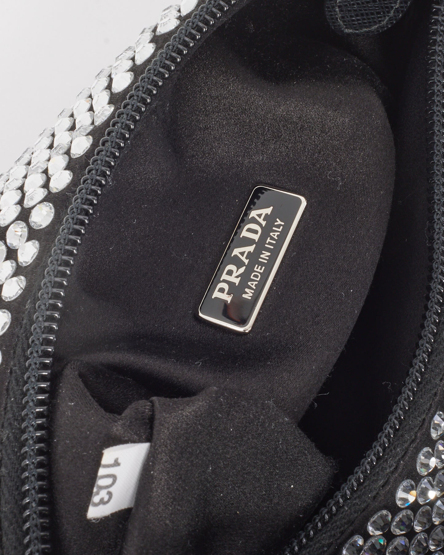 Prada Black Satin Crystal Re-Edition 2000 Mini Bag