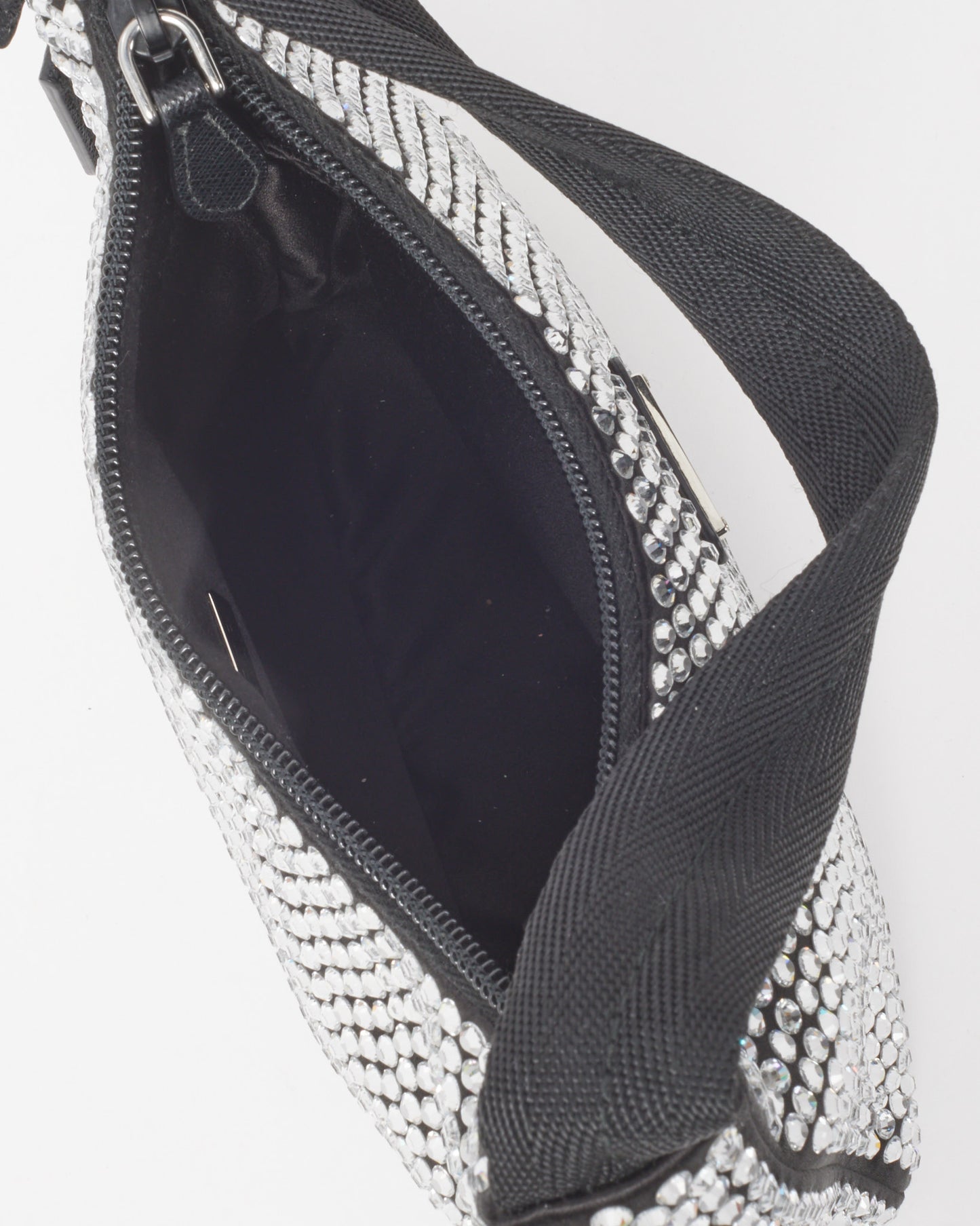 Prada Black Satin Crystal Re-Edition 2000 Mini Bag