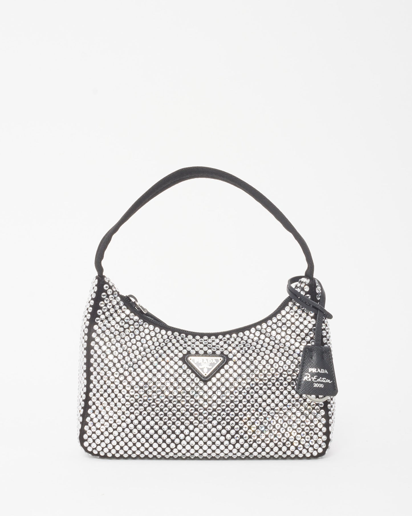 Prada Black Satin Crystal Re-Edition 2000 Mini Bag