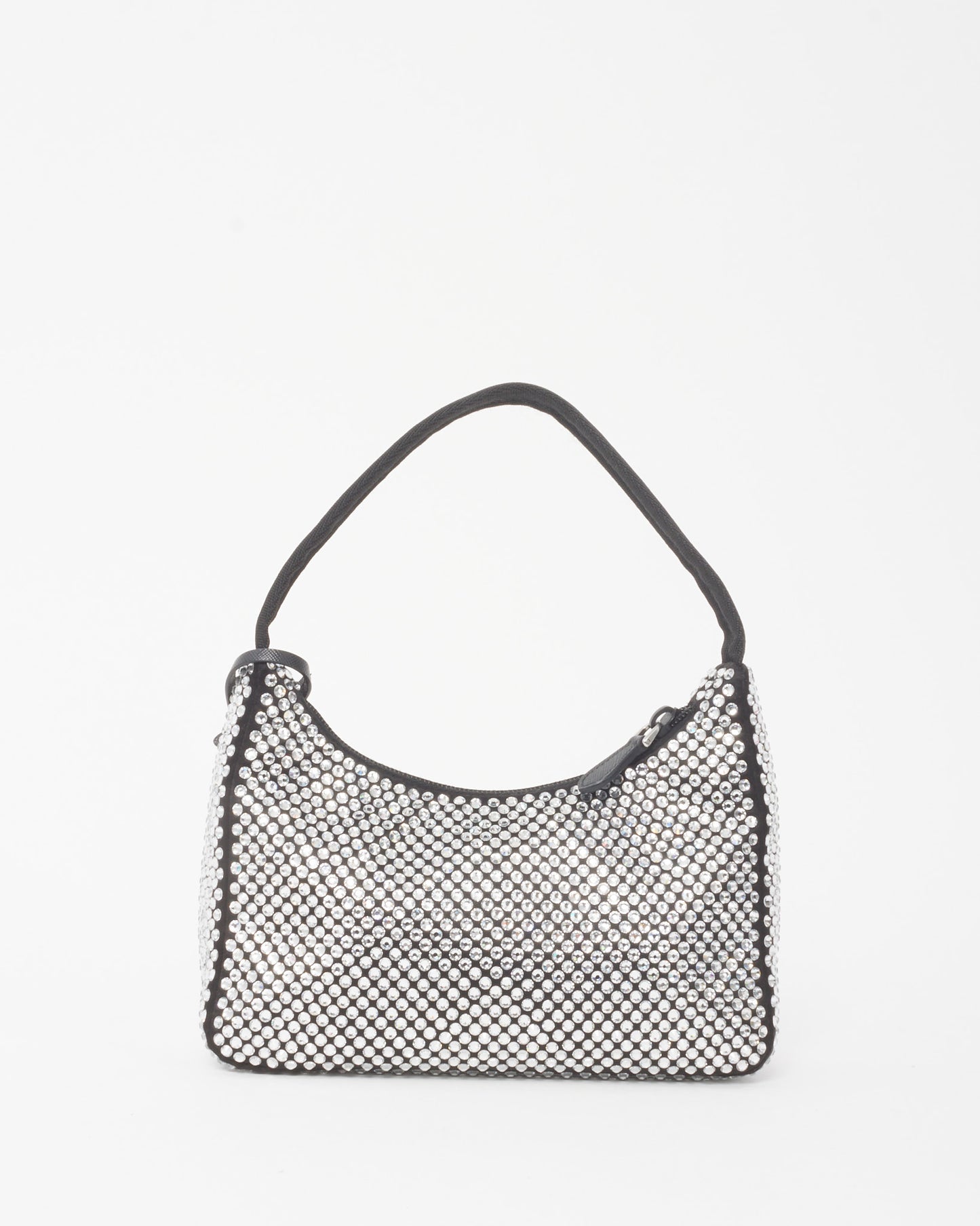 Prada Black Satin Crystal Re-Edition 2000 Mini Bag