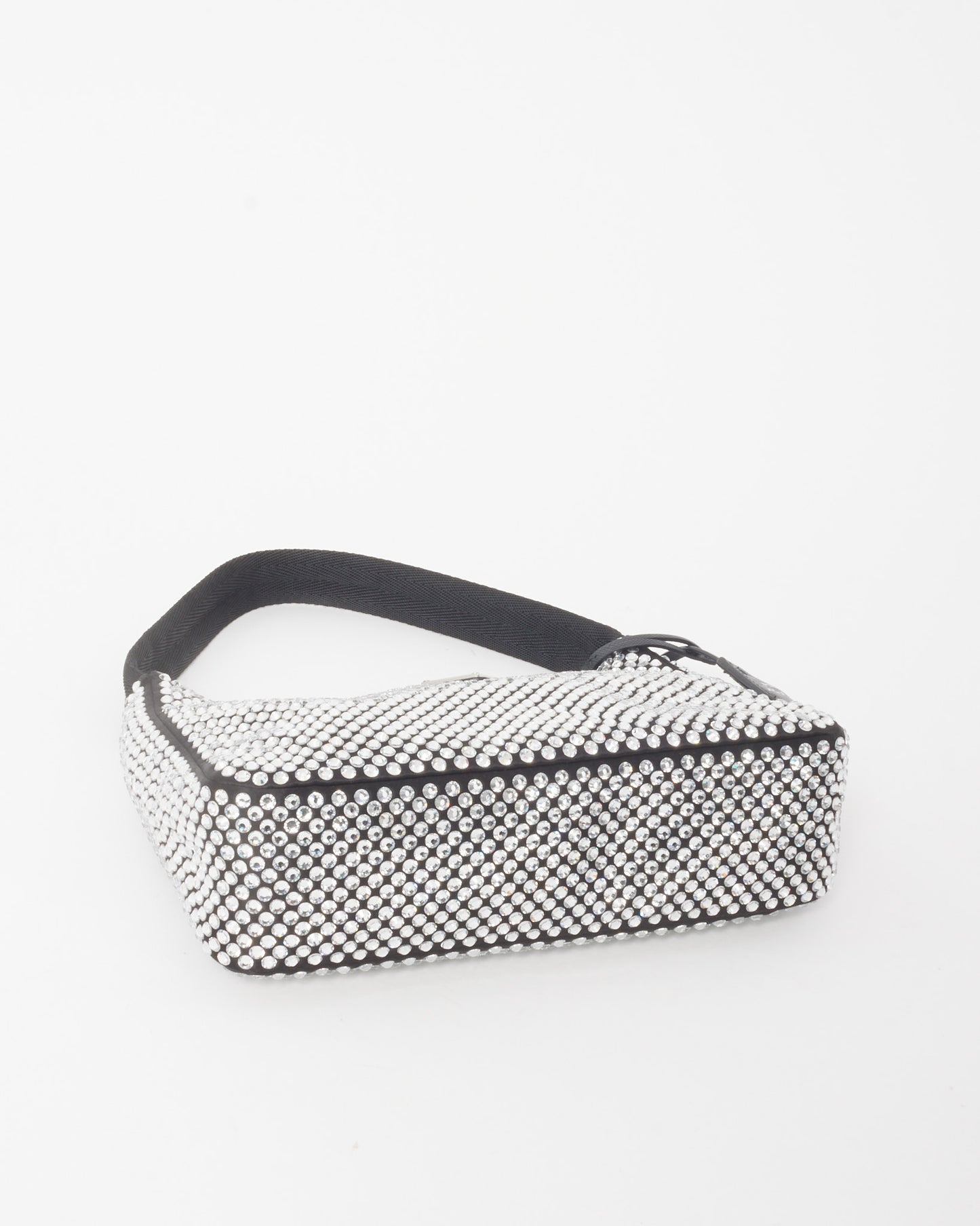 Prada Black Satin Crystal Re-Edition 2000 Mini Bag