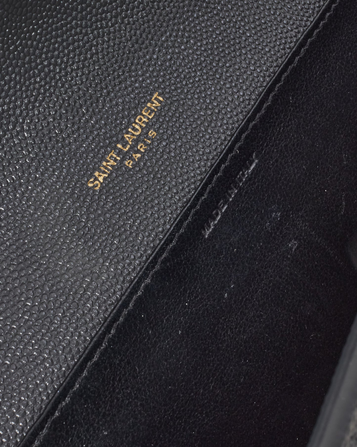 Saint Laurent Dark Grey Grain de Poudre Leather YSL Uptown WOC Chain Wallet Crossbody