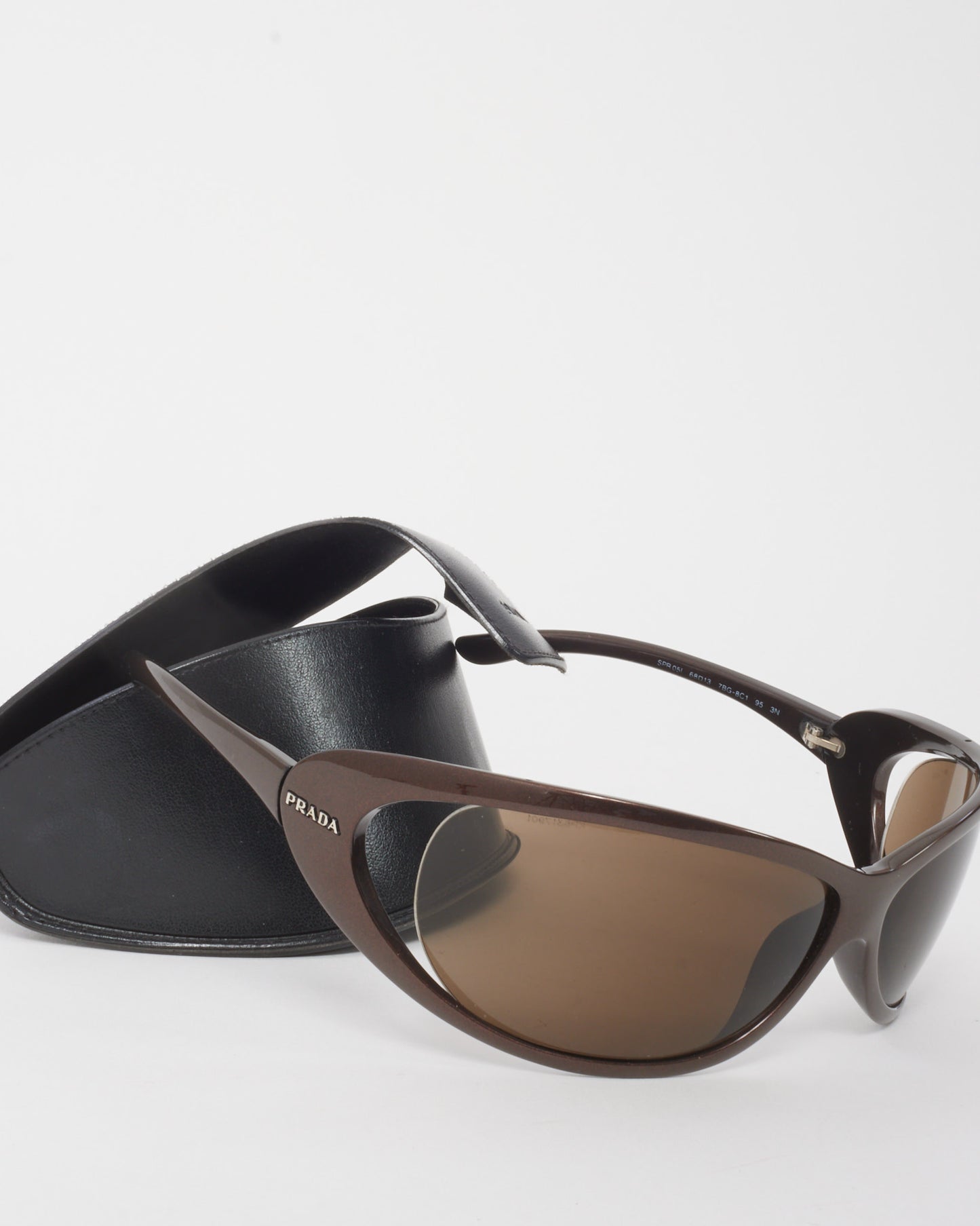 Prada Vintage Brown Acetate SPR051 Shield Sunglasses