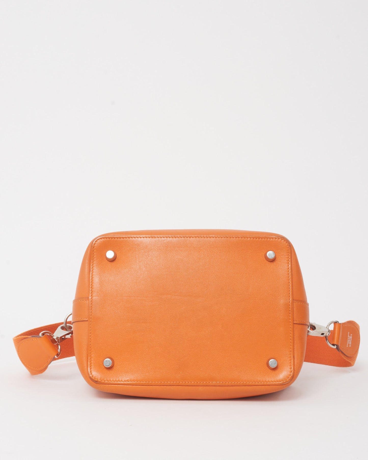 Hermès Orange Clemence Leather Toolbox 20 Handbag with Strap PHW