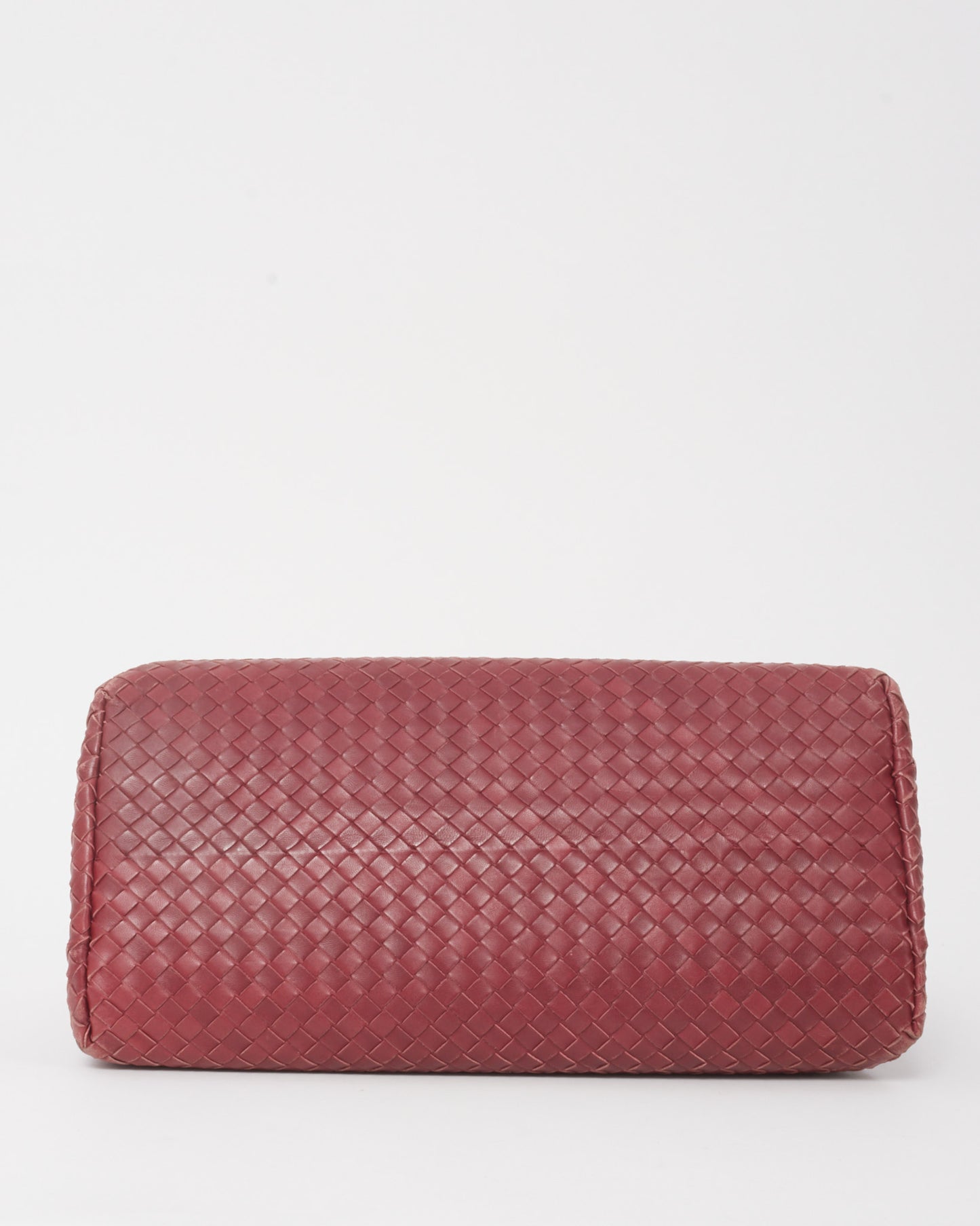 Bottega Veneta Burgundy Red Intrecciato Leather Medium Roma Tote Bag