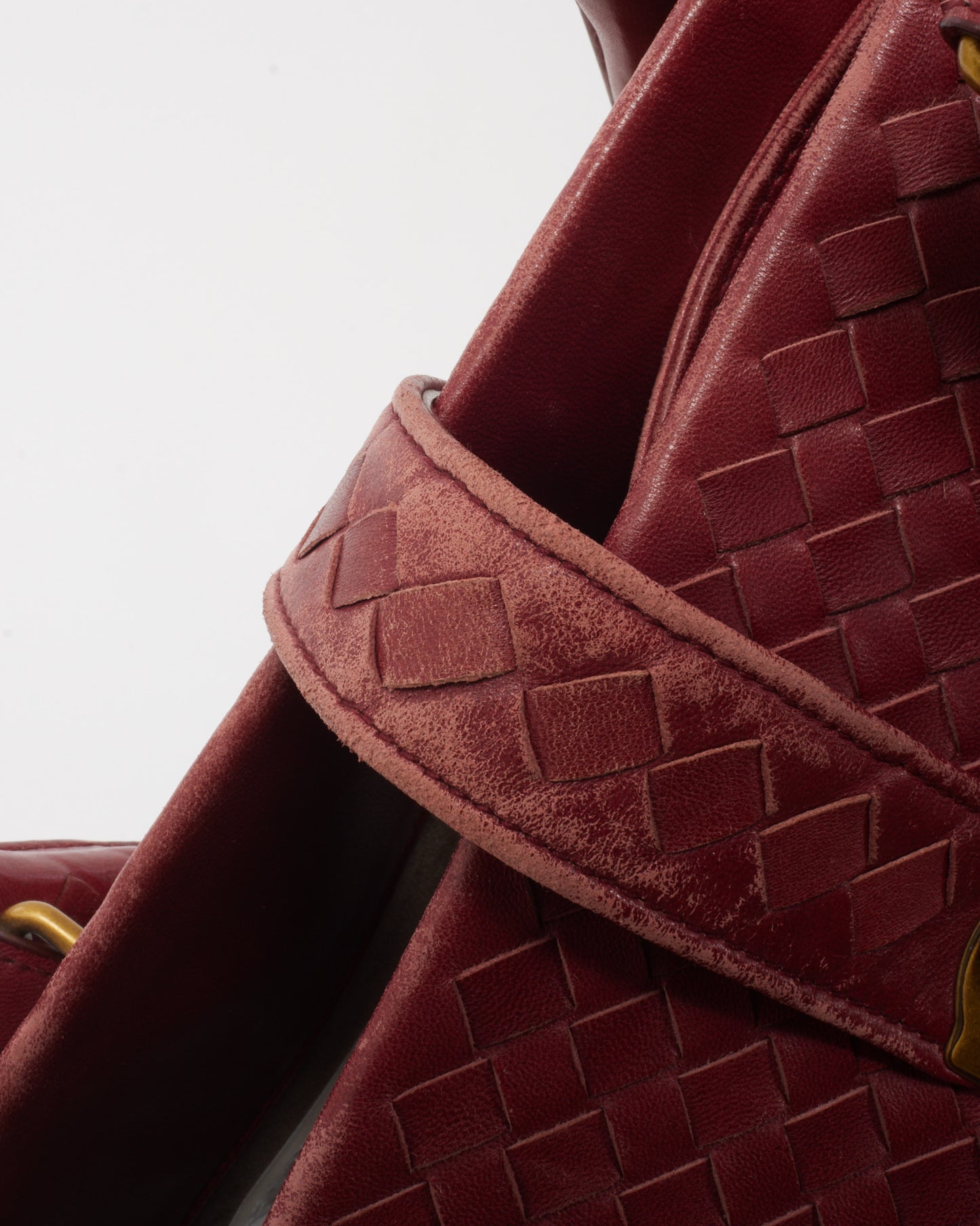 Bottega Veneta Burgundy Red Intrecciato Leather Medium Roma Tote Bag