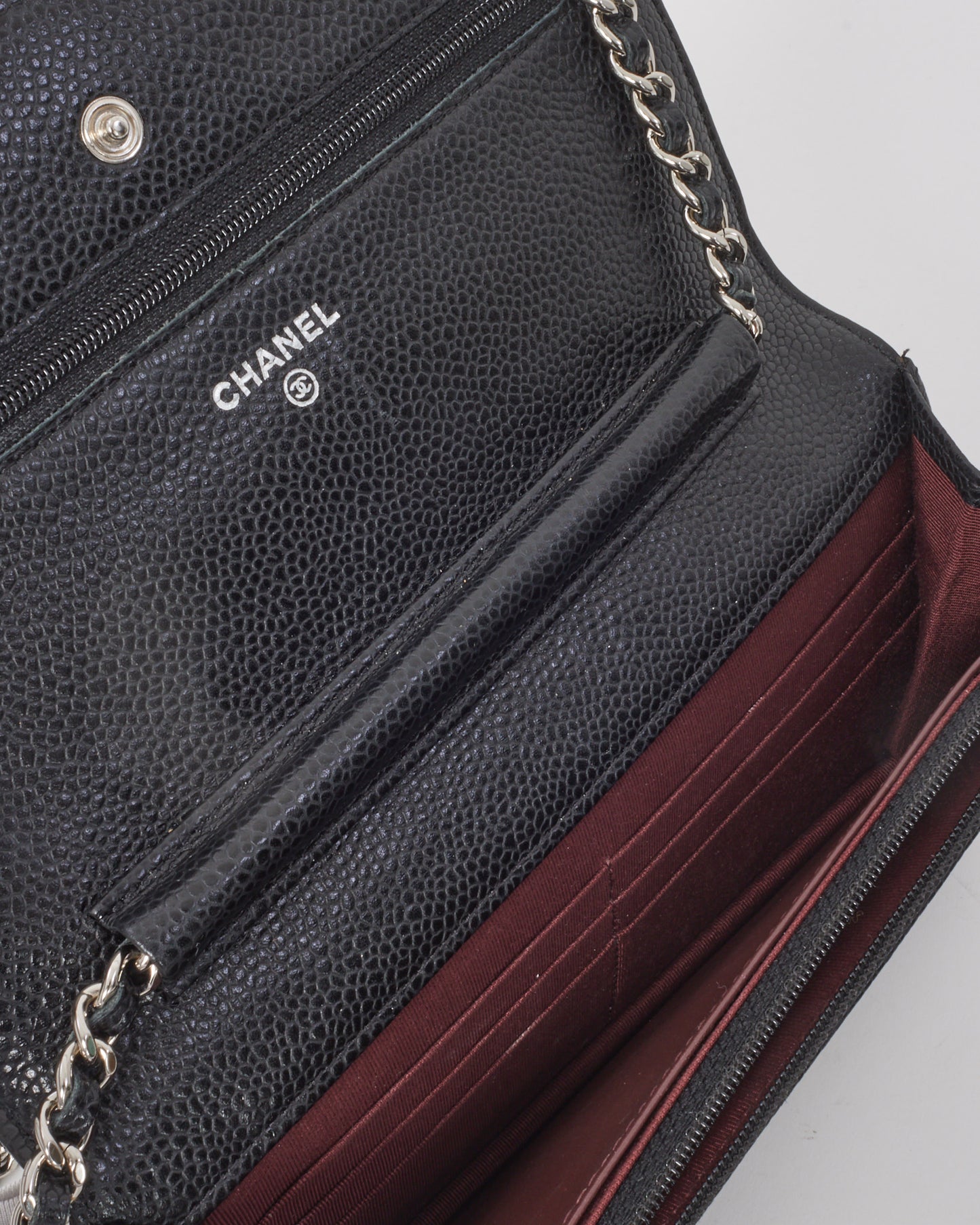 Chanel Black Quilted Caviar Leather WOC Wallet on Chain Crossbody Bag SHW