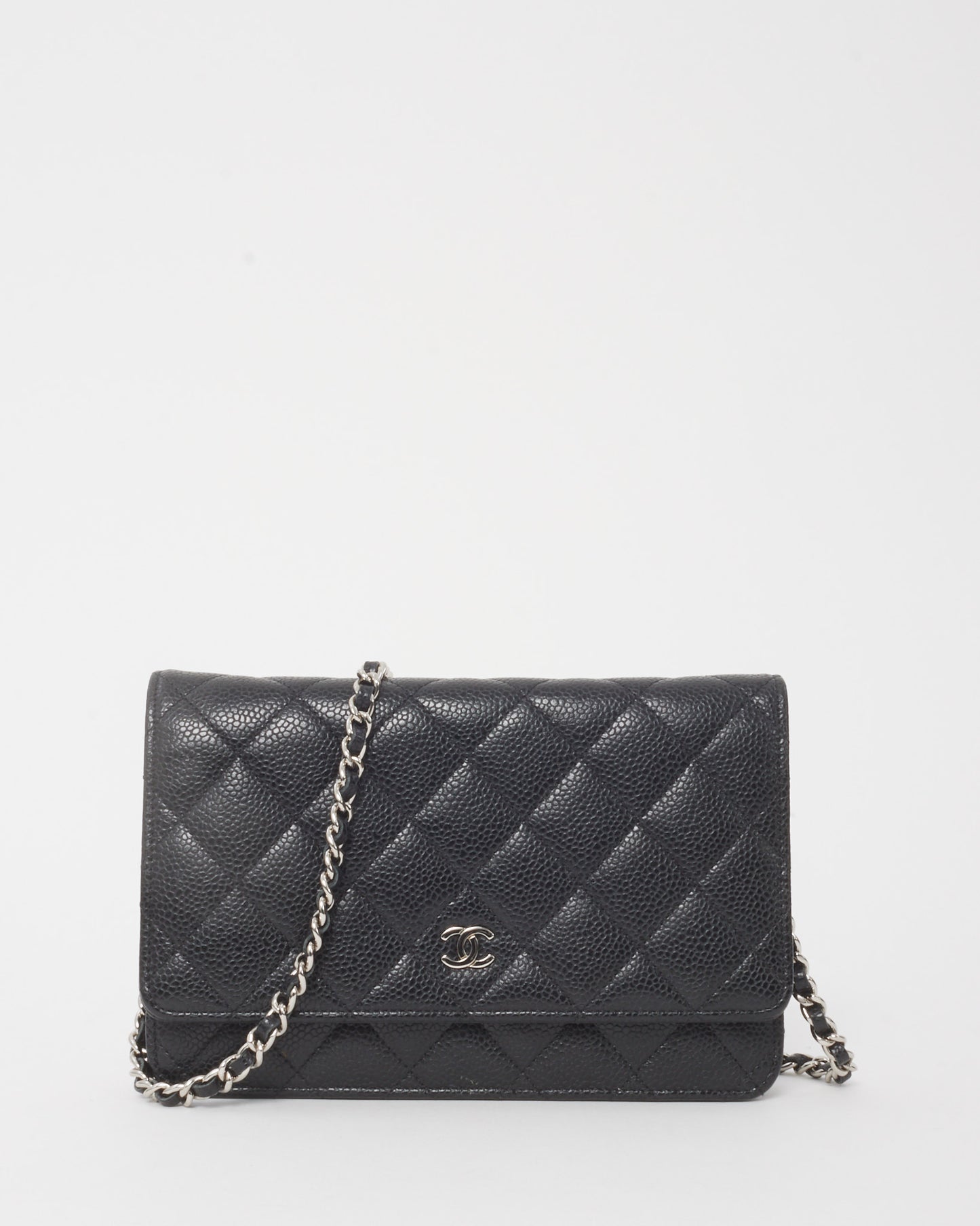 Chanel Black Quilted Caviar Leather WOC Wallet on Chain Crossbody Bag SHW