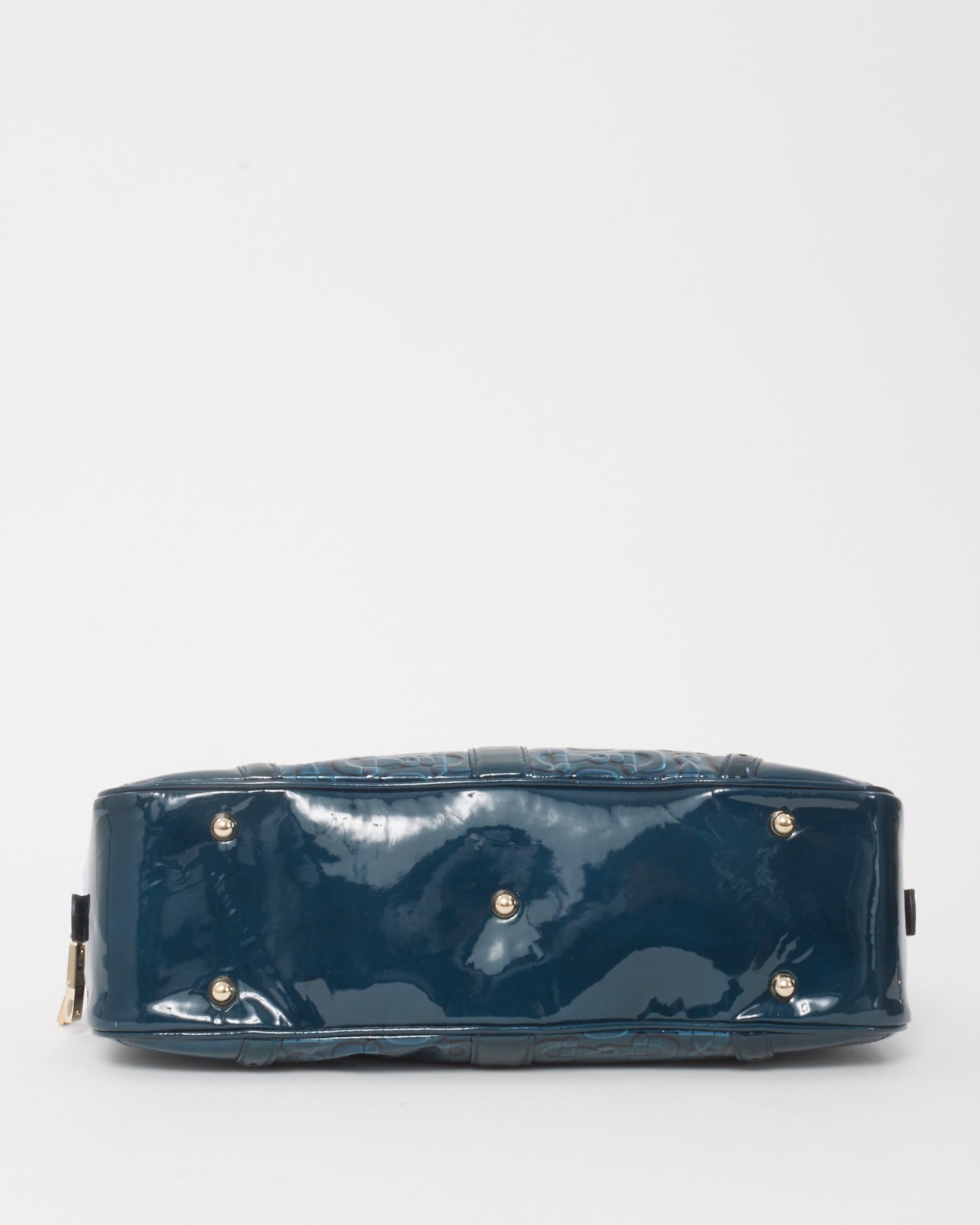 Gucci Blue Patent Leather Horsebit Glam Boston Tote Bag