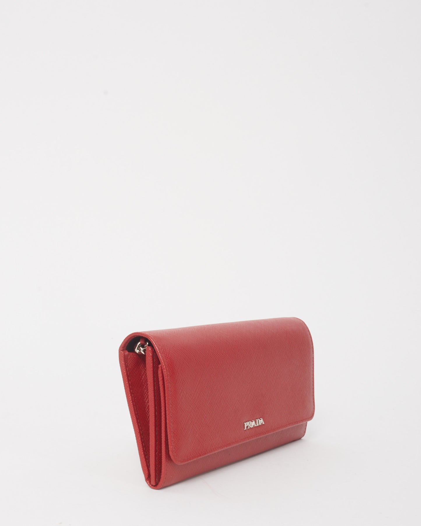 Prada Red Saffiano Leather Bi-Color WOC Wallet on Chain Crossbody Bag