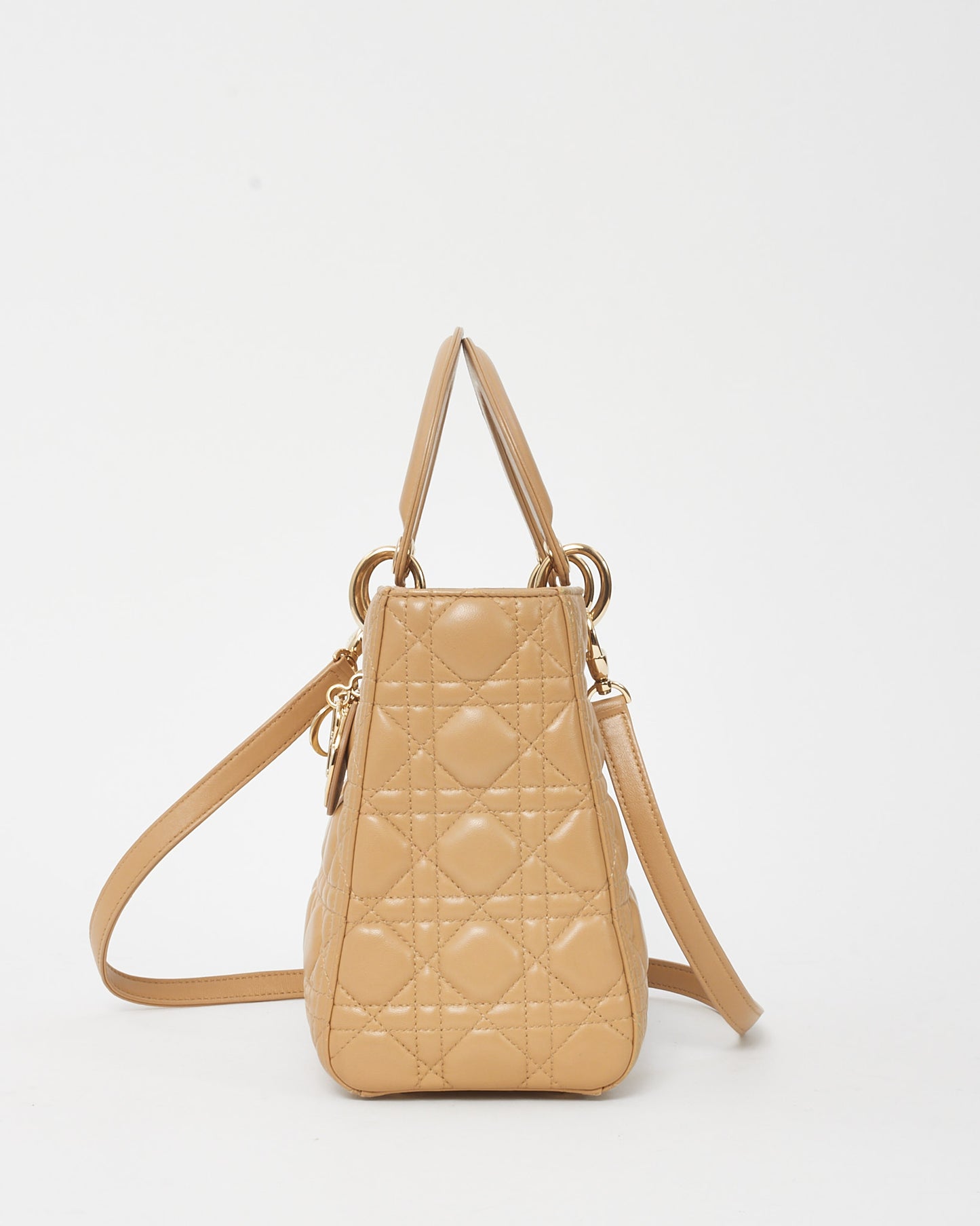 Dior Beige Cannage Leather Medium Lady Dior Bag GHW