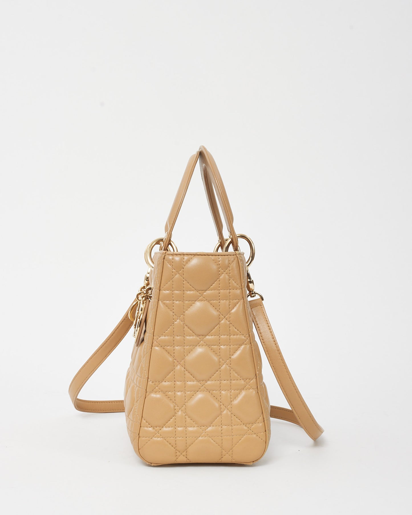 Dior Beige Cannage Leather Medium Lady Dior Bag GHW