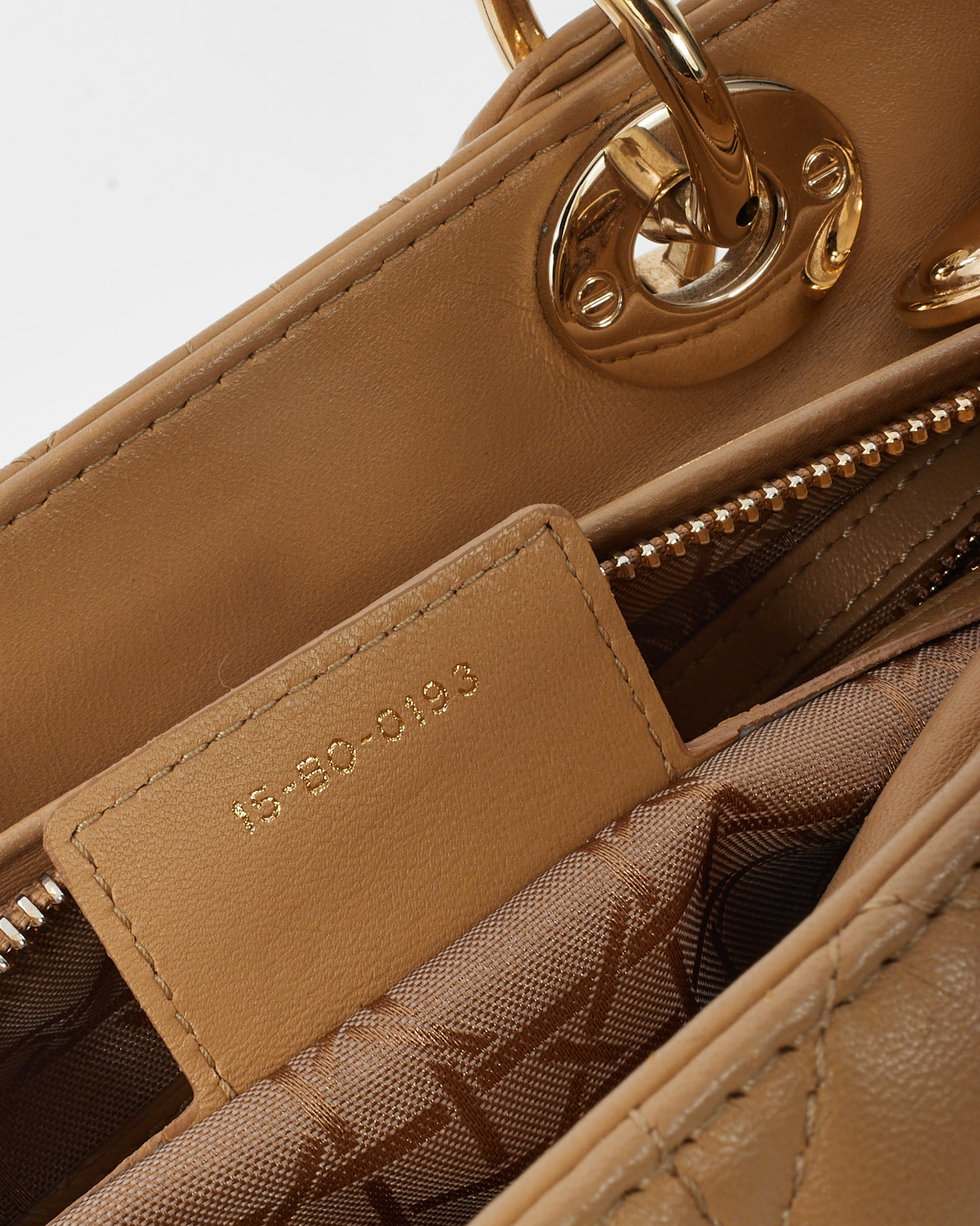 Dior Beige Cannage Leather Medium Lady Dior Bag GHW