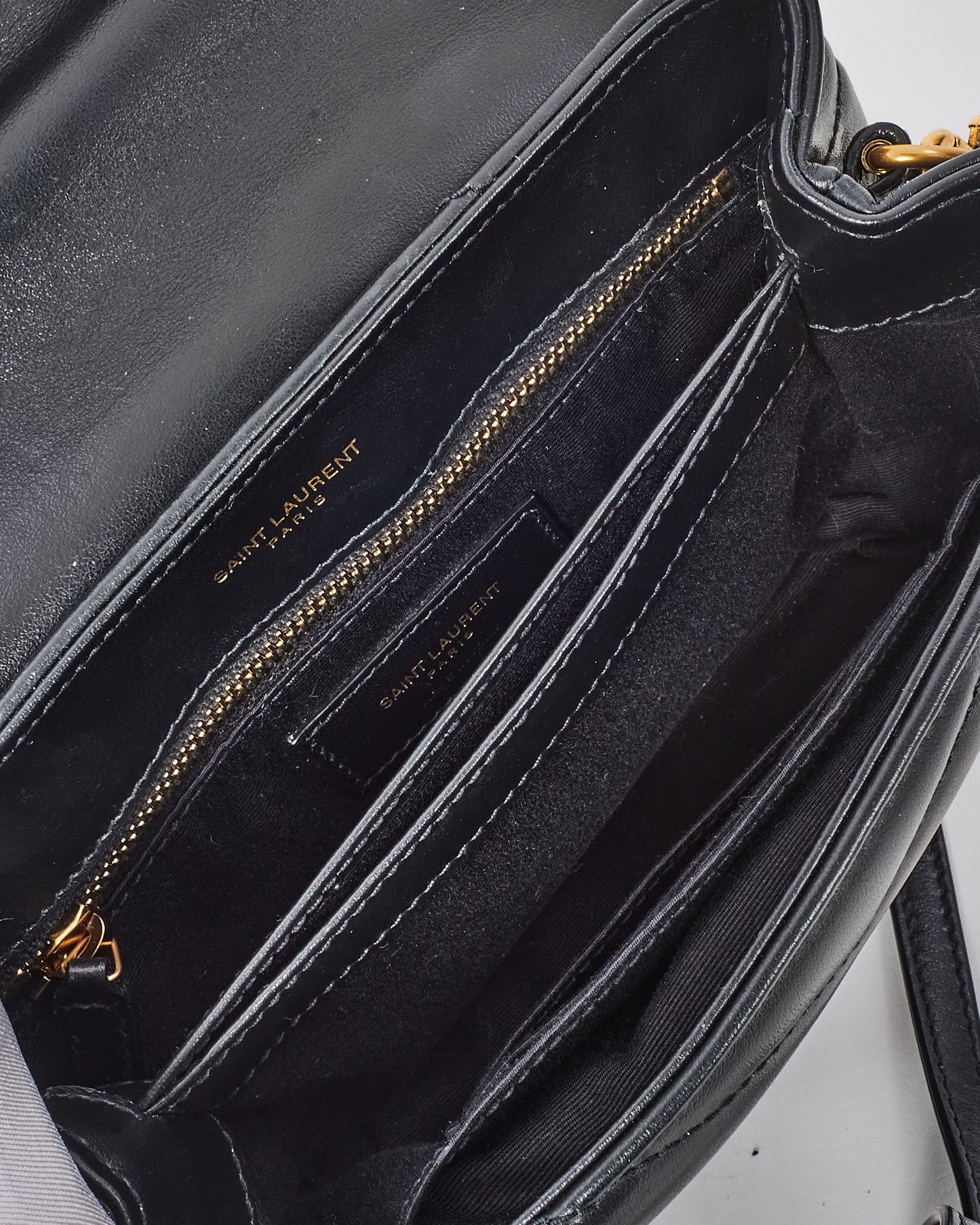 Saint Laurent Black Leather Toy LouLou Crossbody Bag GHW