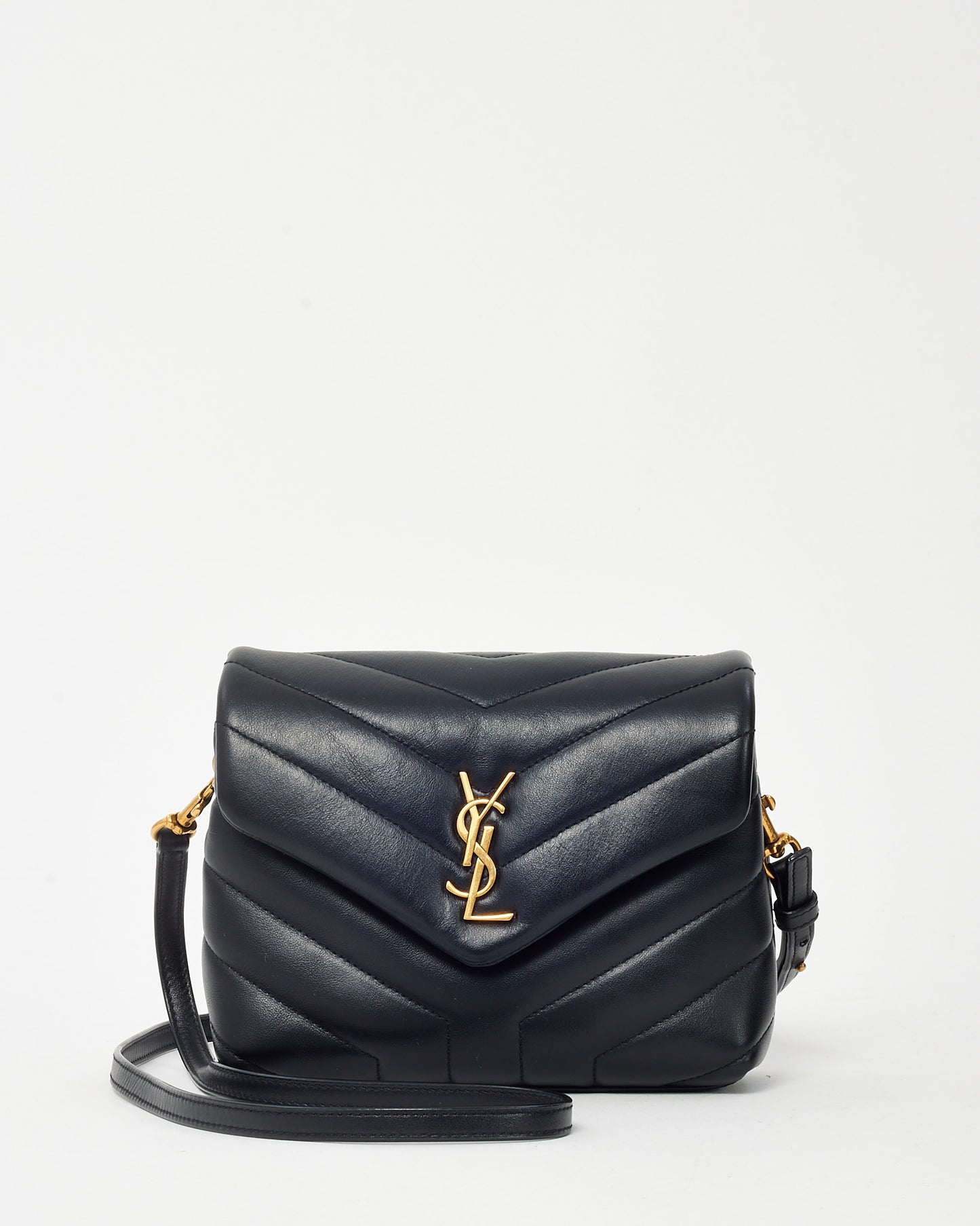 Saint Laurent Black Leather Toy LouLou Crossbody Bag GHW