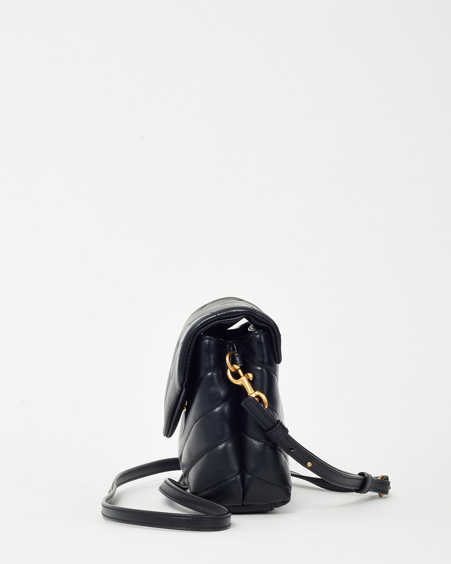 Saint Laurent Black Leather Toy LouLou Crossbody Bag GHW