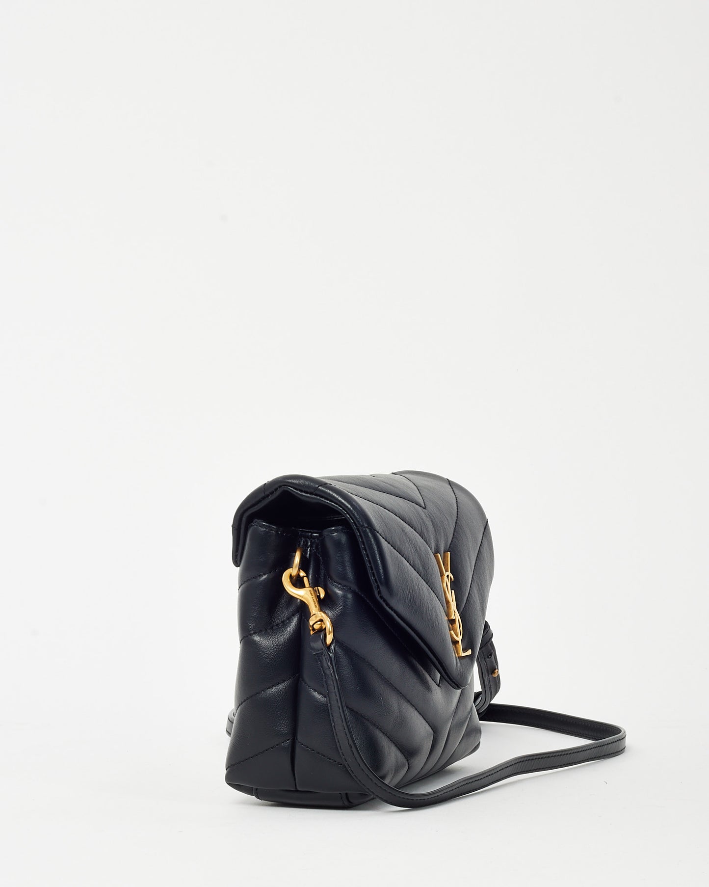 Saint Laurent Black Leather Toy LouLou Crossbody Bag GHW