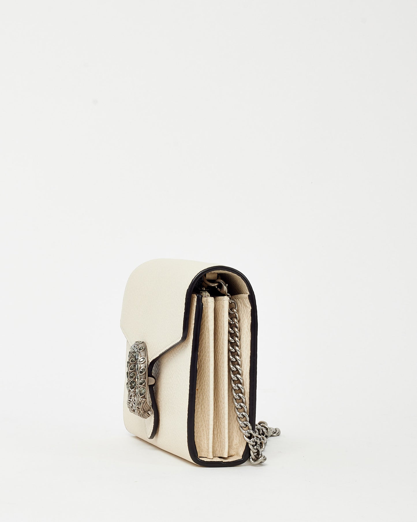 Gucci Cream White Pebbled Leather Dionysus WOC Wallet on Chain Bag