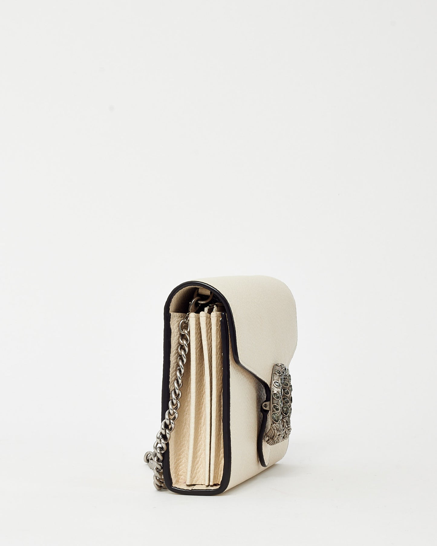 Gucci Cream White Pebbled Leather Dionysus WOC Wallet on Chain Bag