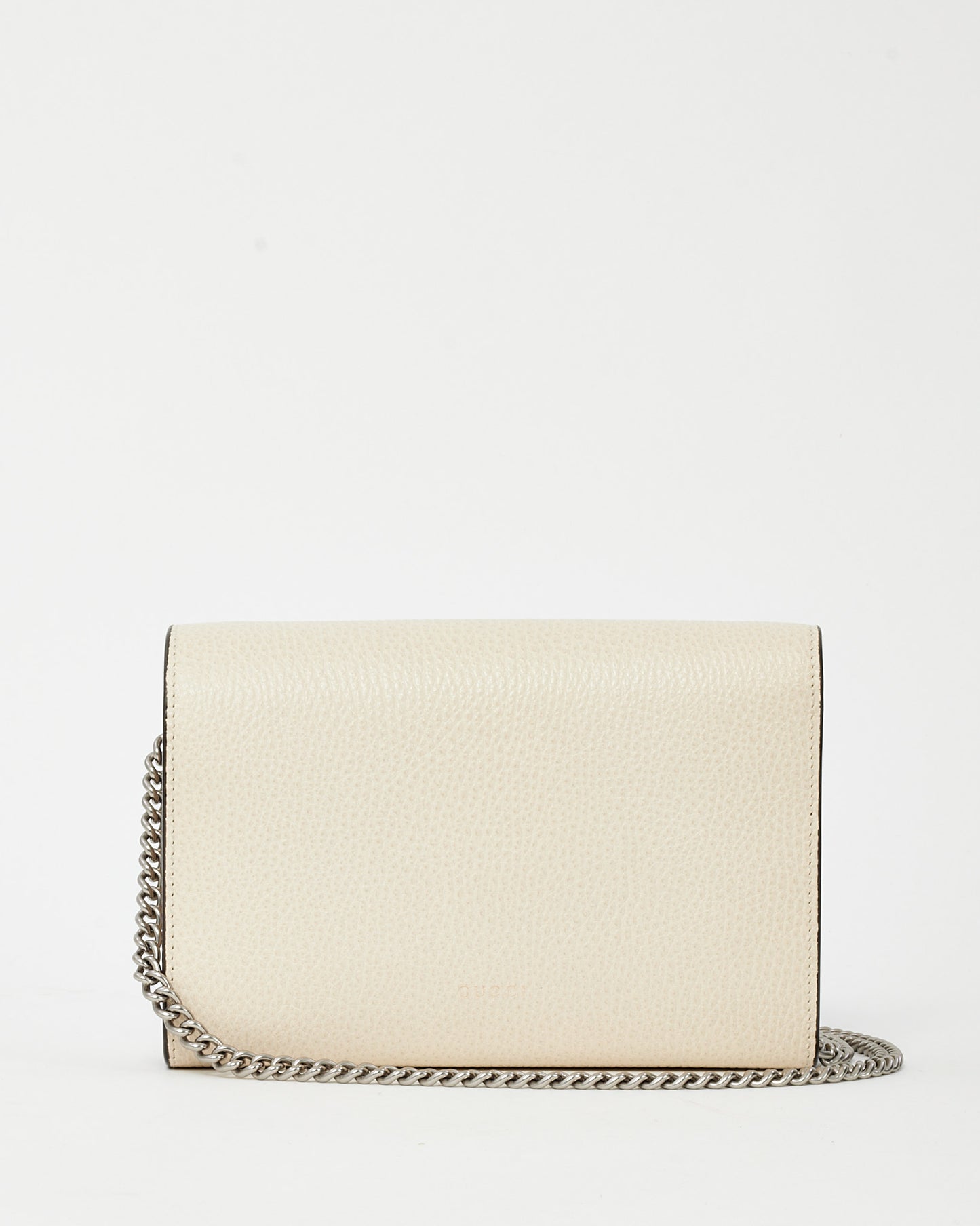 Gucci Cream White Pebbled Leather Dionysus WOC Wallet on Chain Bag