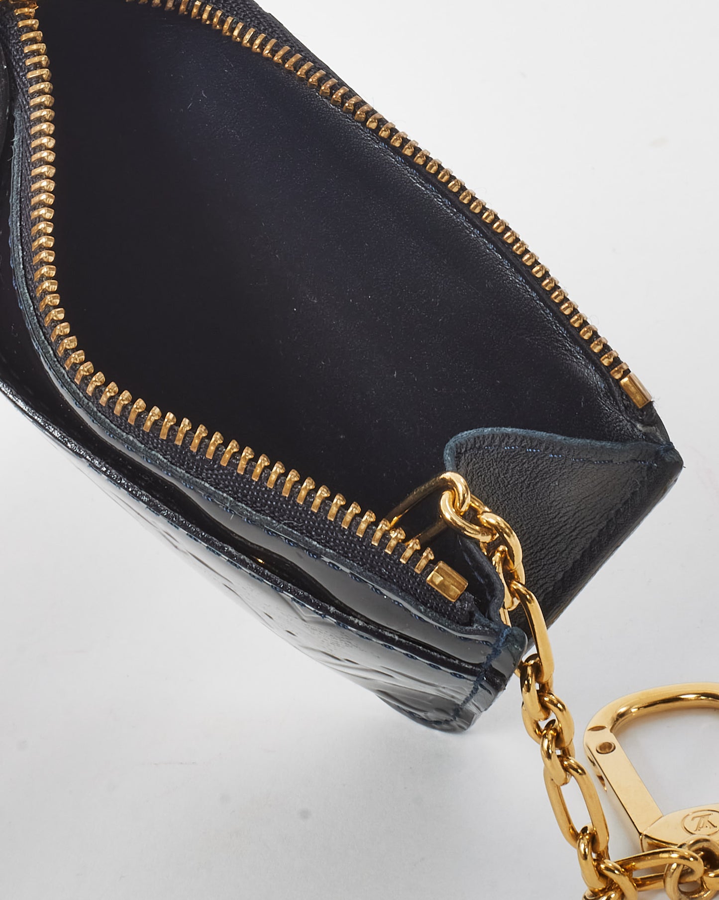 Louis Vuitton Dark Blue Nuit Monogram Vernis Pochette Cles Key Pouch