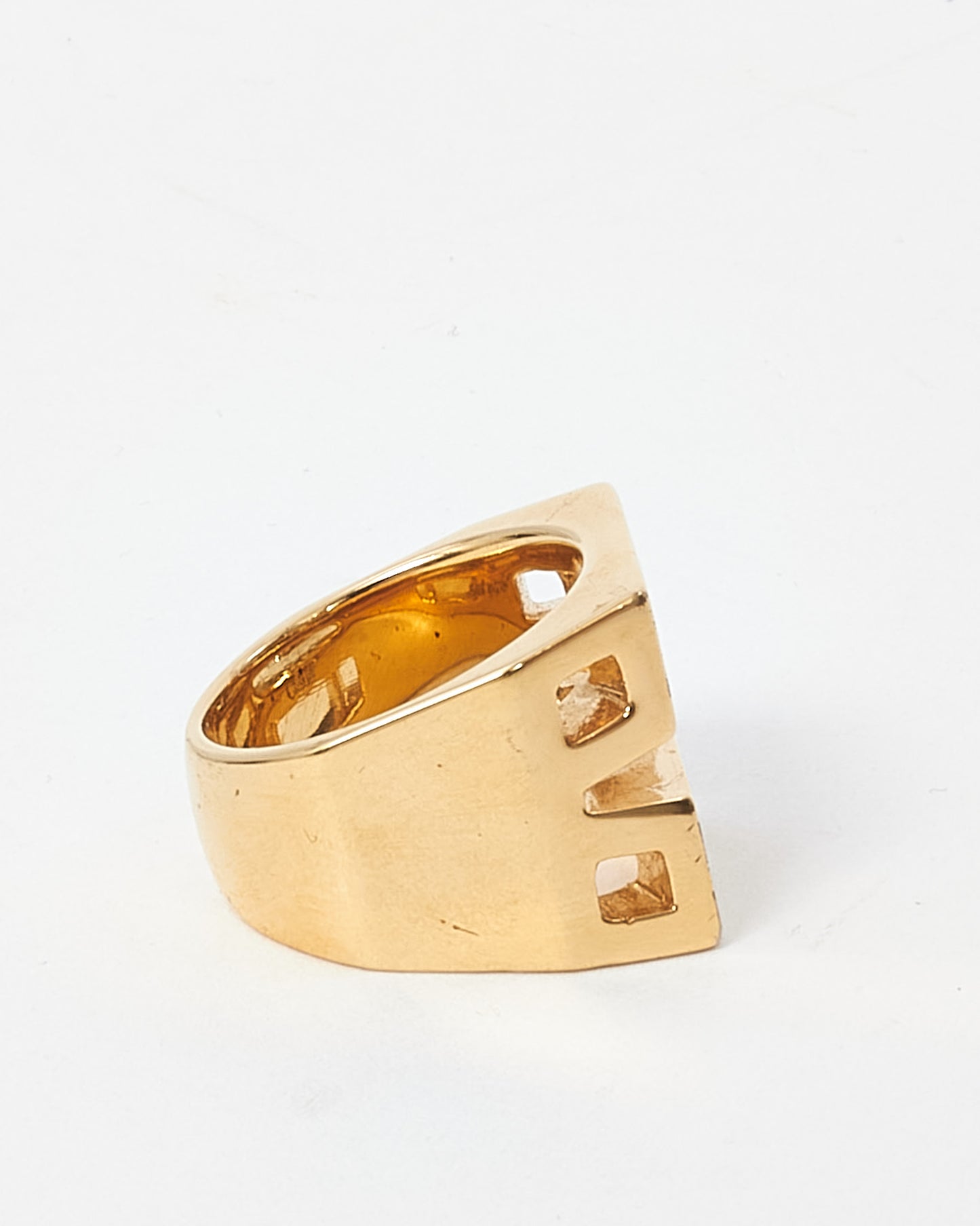 Chloé Gold Brass Geometric Square Ring - 7