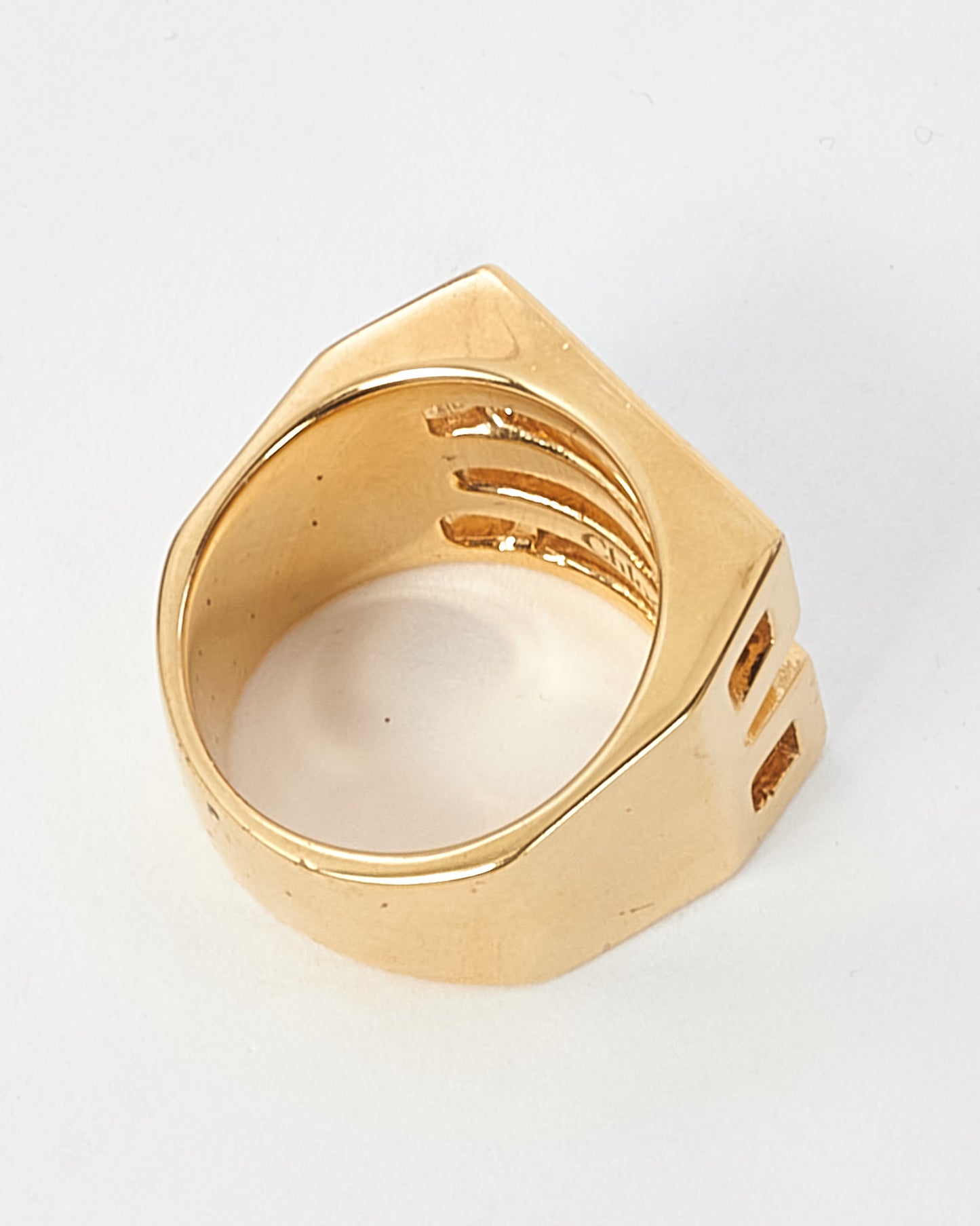 Chloé Gold Brass Geometric Square Ring - 7