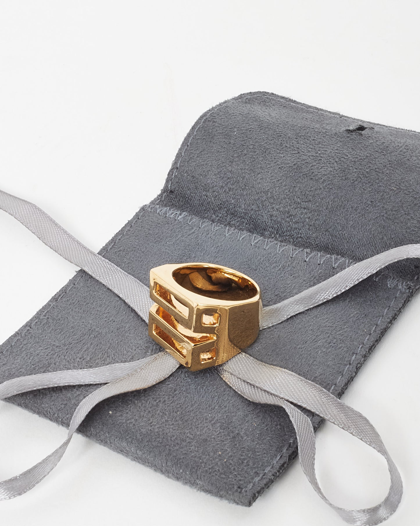 Chloé Gold Brass Geometric Square Ring - 7