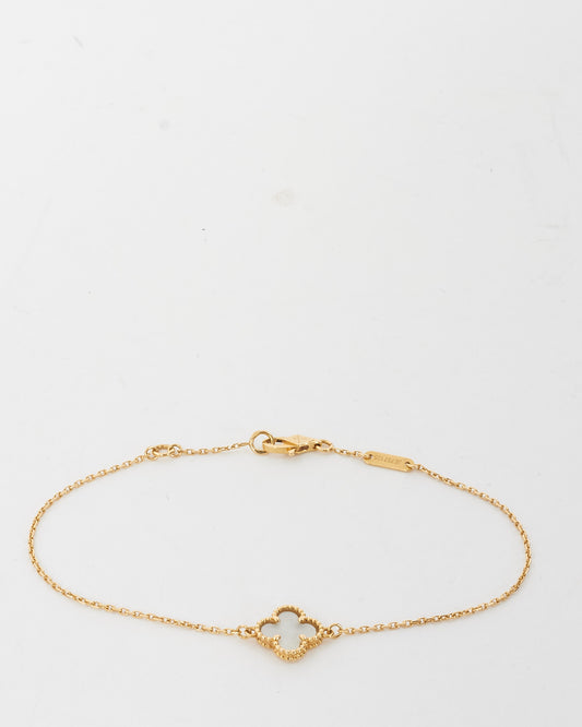 Van Cleef & Arpels 18K Yellow Gold & Mother-of-Pearl Sweet Alhambra Bracelet