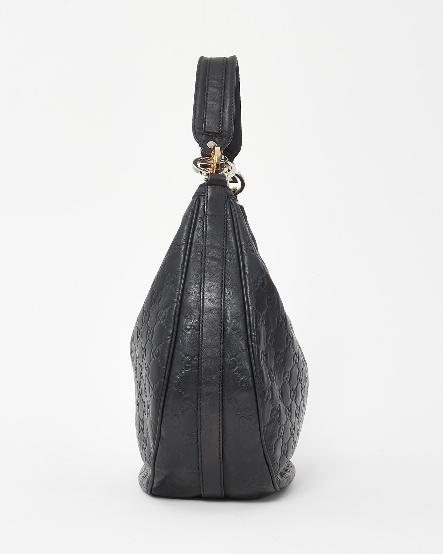 Gucci Black Guccissima Leather Medium GG Twins Hobo Shoulder Bag