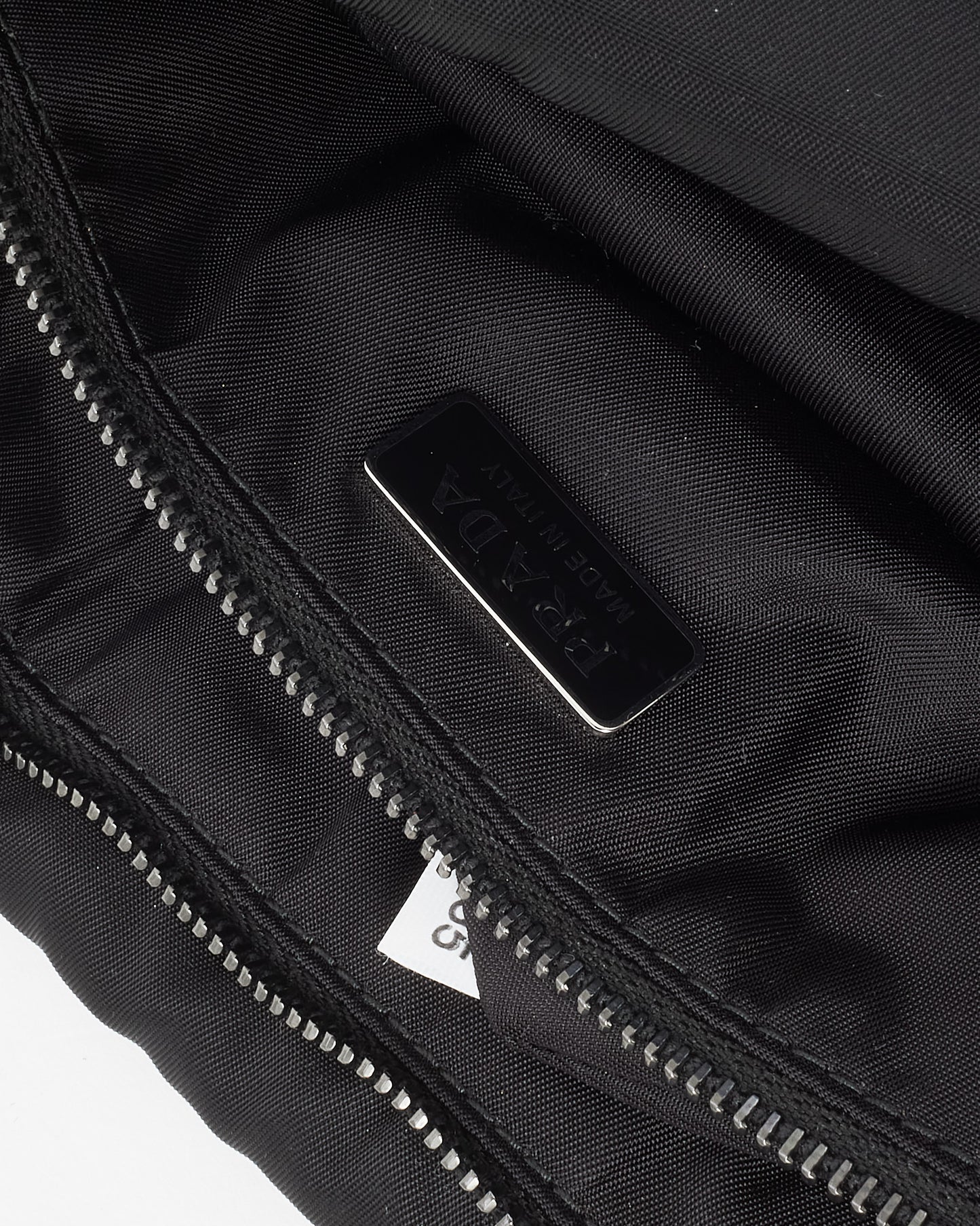 Prada Black Nylon Logo Medium Padded Pouch with Chain