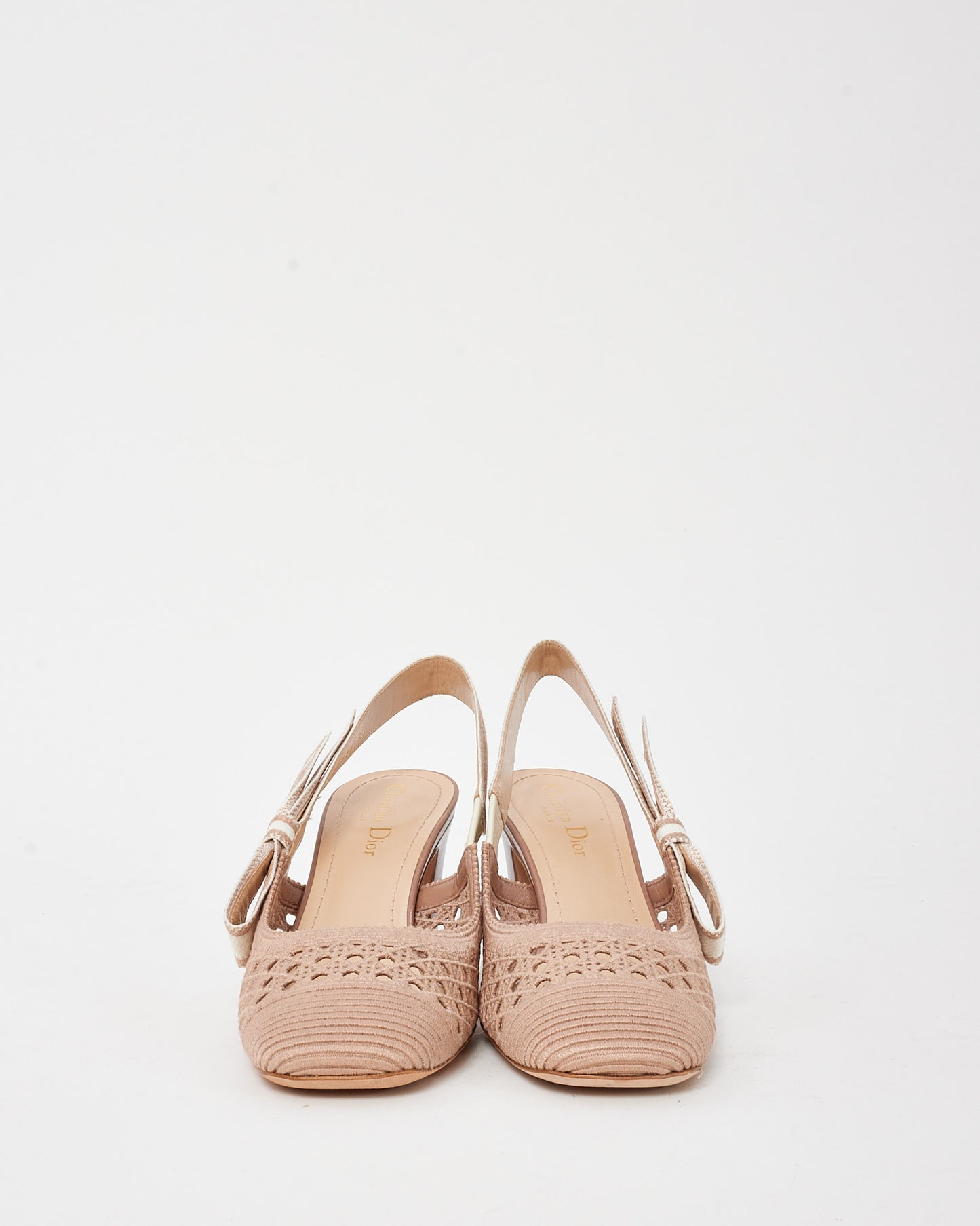 Dior Blush Beige Dior & Moi Mesh Block Heel Slingback Pumps - 38